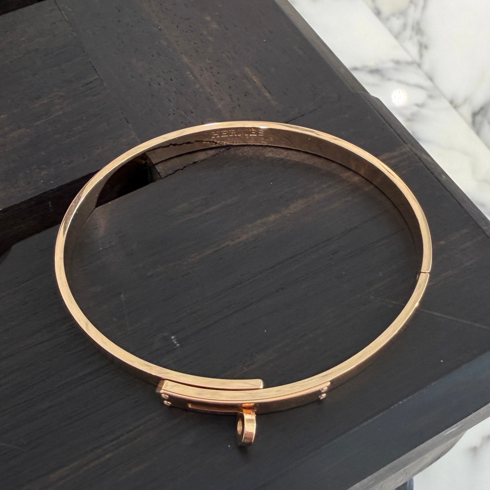 HERMES Au750 PG Kelly Bracelet PM Size LG エルメス Au750 PG ケリー ブレスレット PM サイズLG