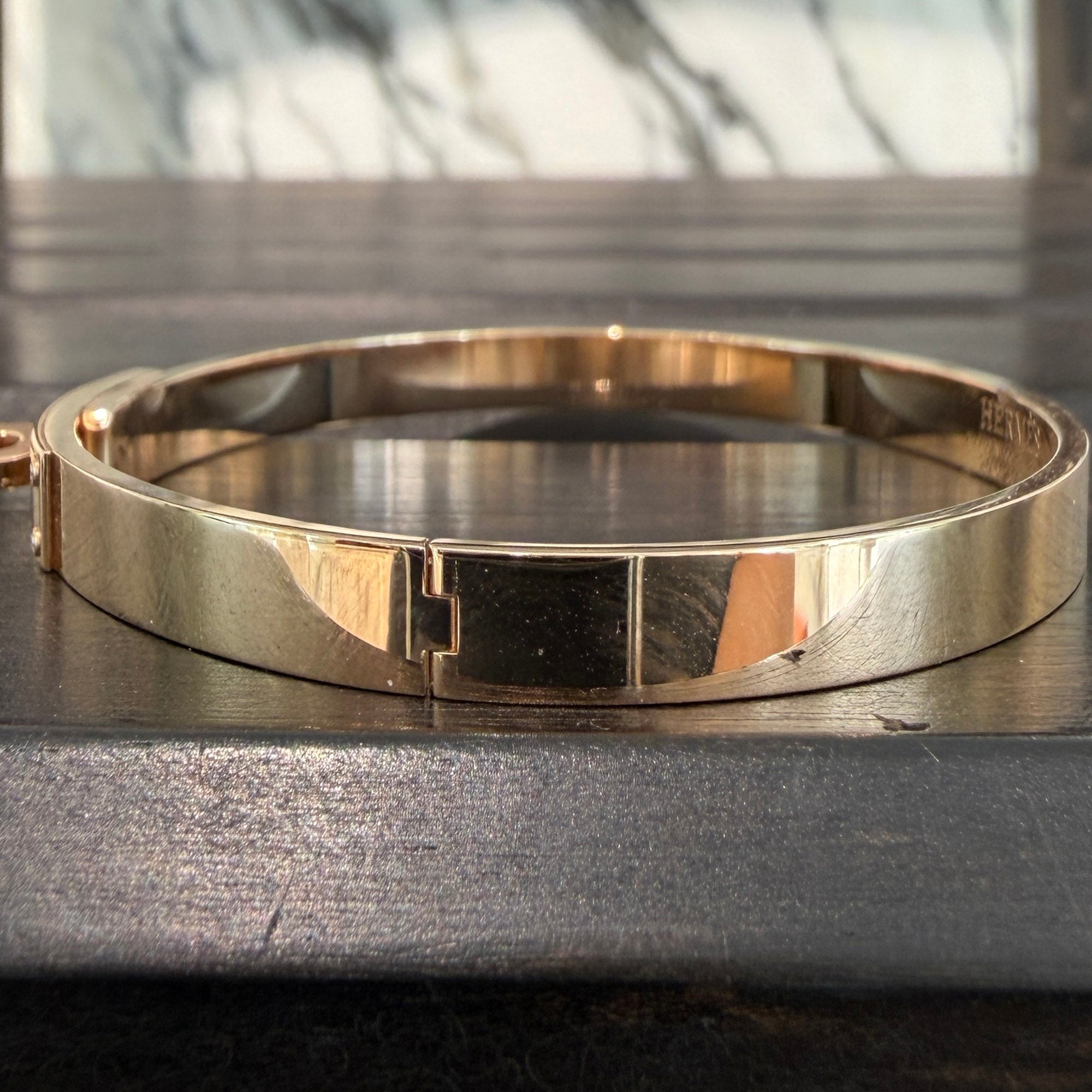 HERMES Au750 PG Kelly Bracelet PM Size LG エルメス Au750 PG ケリー ブレスレット PM サイズLG
