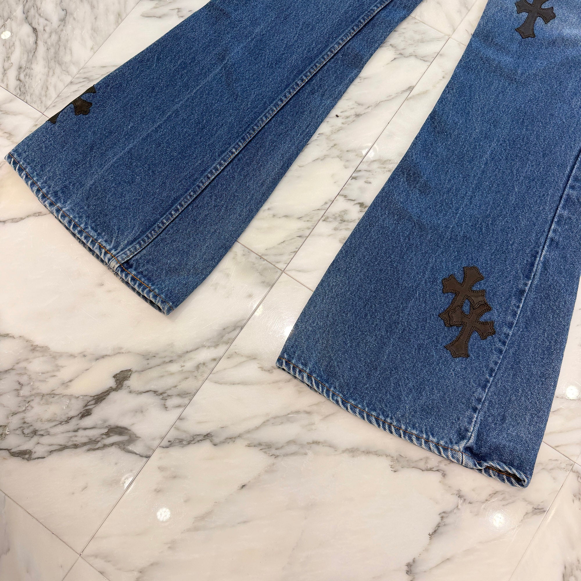 CHROME HEARTS × Levi's 646 Bell Bottoms Cross Leather Patch Jeans Size 34 クロムハーツ × リーバイス 646 ベルボトム クロスレザーパッチ ジーンズ デニムパンツ サイズ34