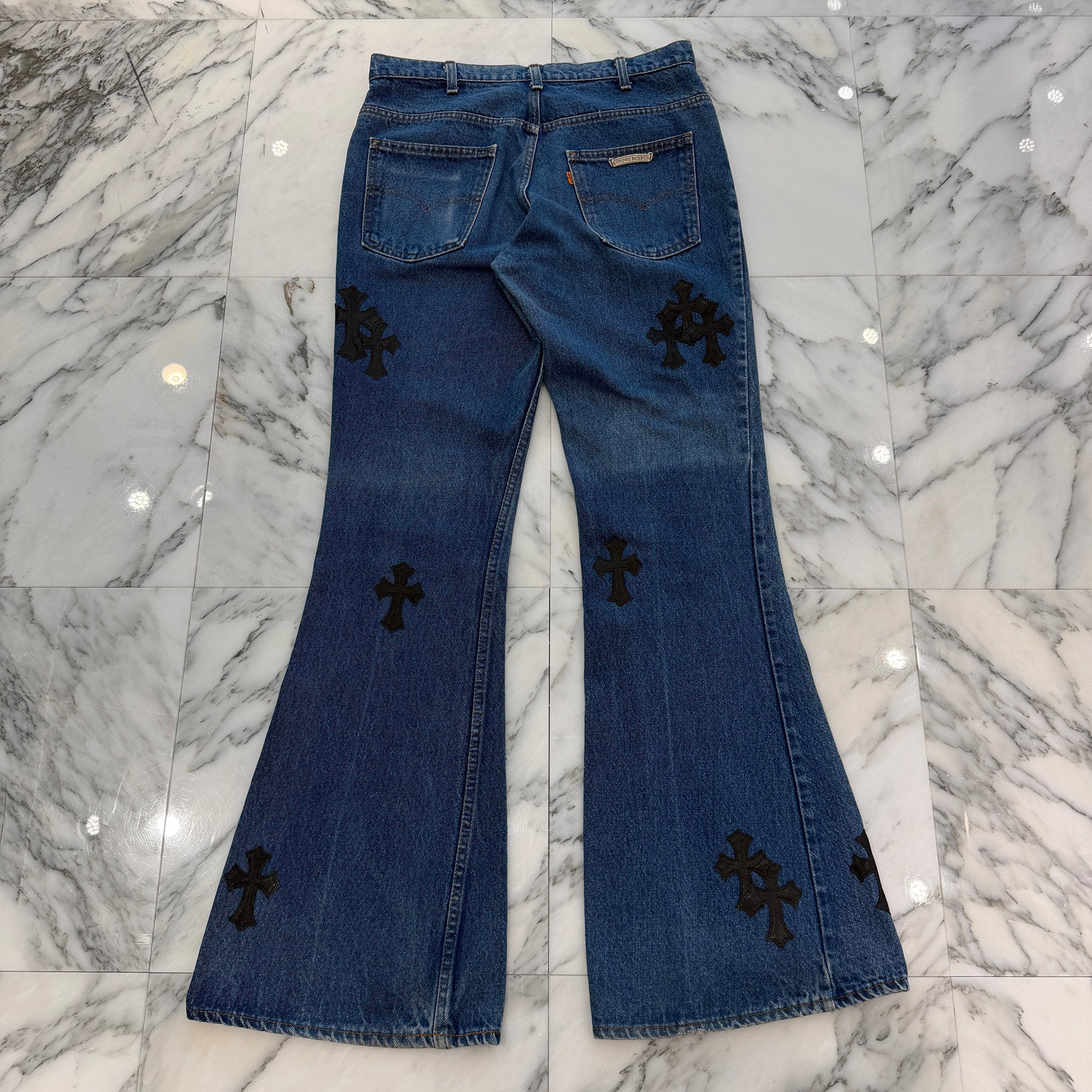 CHROME HEARTS × Levi's 646 Bell Bottoms Cross Leather Patch Jeans Size 34 クロムハーツ × リーバイス 646 ベルボトム クロスレザーパッチ ジーンズ デニムパンツ サイズ34