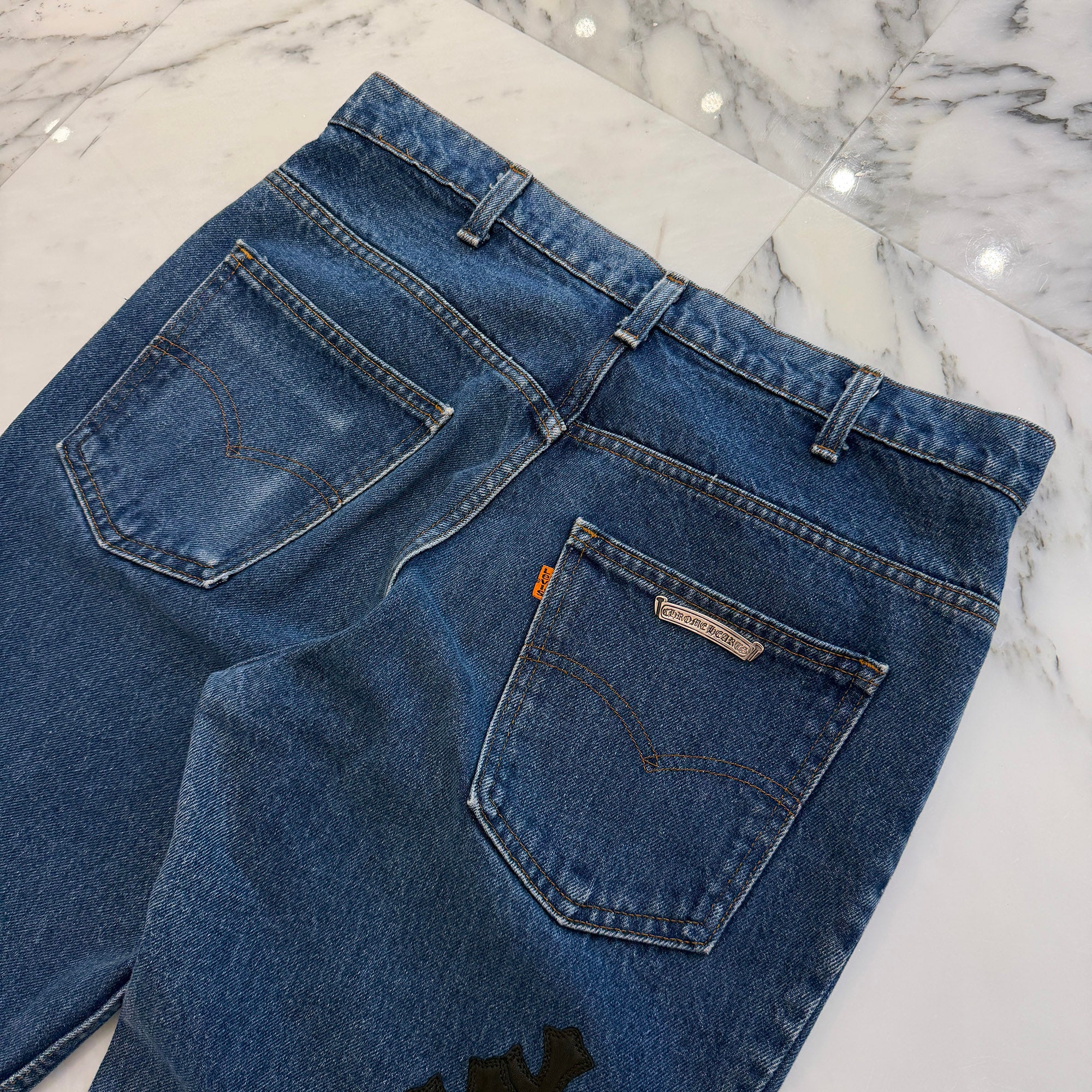CHROME HEARTS × Levi's 646 Bell Bottoms Cross Leather Patch Jeans Size 34 クロムハーツ × リーバイス 646 ベルボトム クロスレザーパッチ ジーンズ デニムパンツ サイズ34