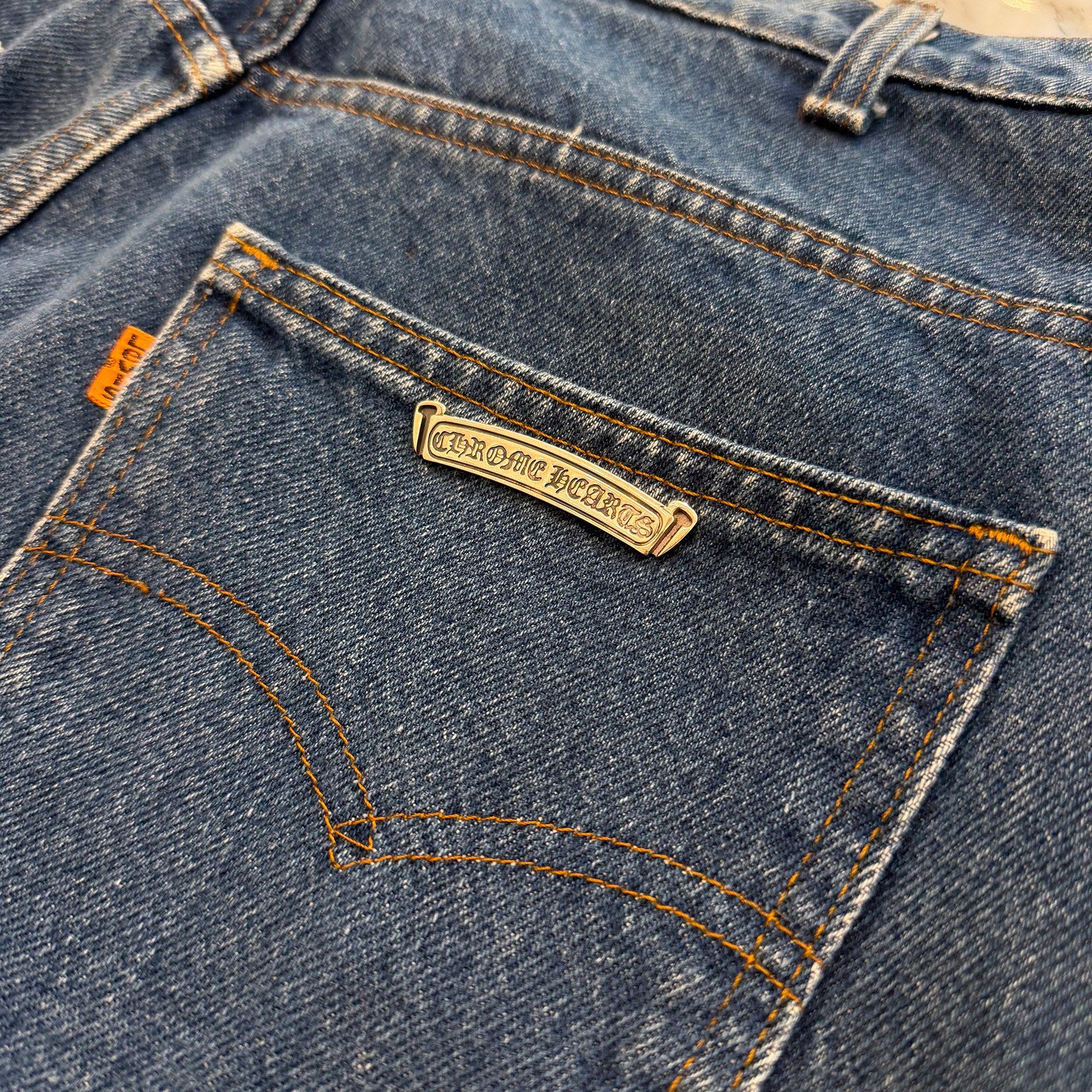 CHROME HEARTS × Levi's 646 Bell Bottoms Cross Leather Patch Jeans Size 34 クロムハーツ × リーバイス 646 ベルボトム クロスレザーパッチ ジーンズ デニムパンツ サイズ34