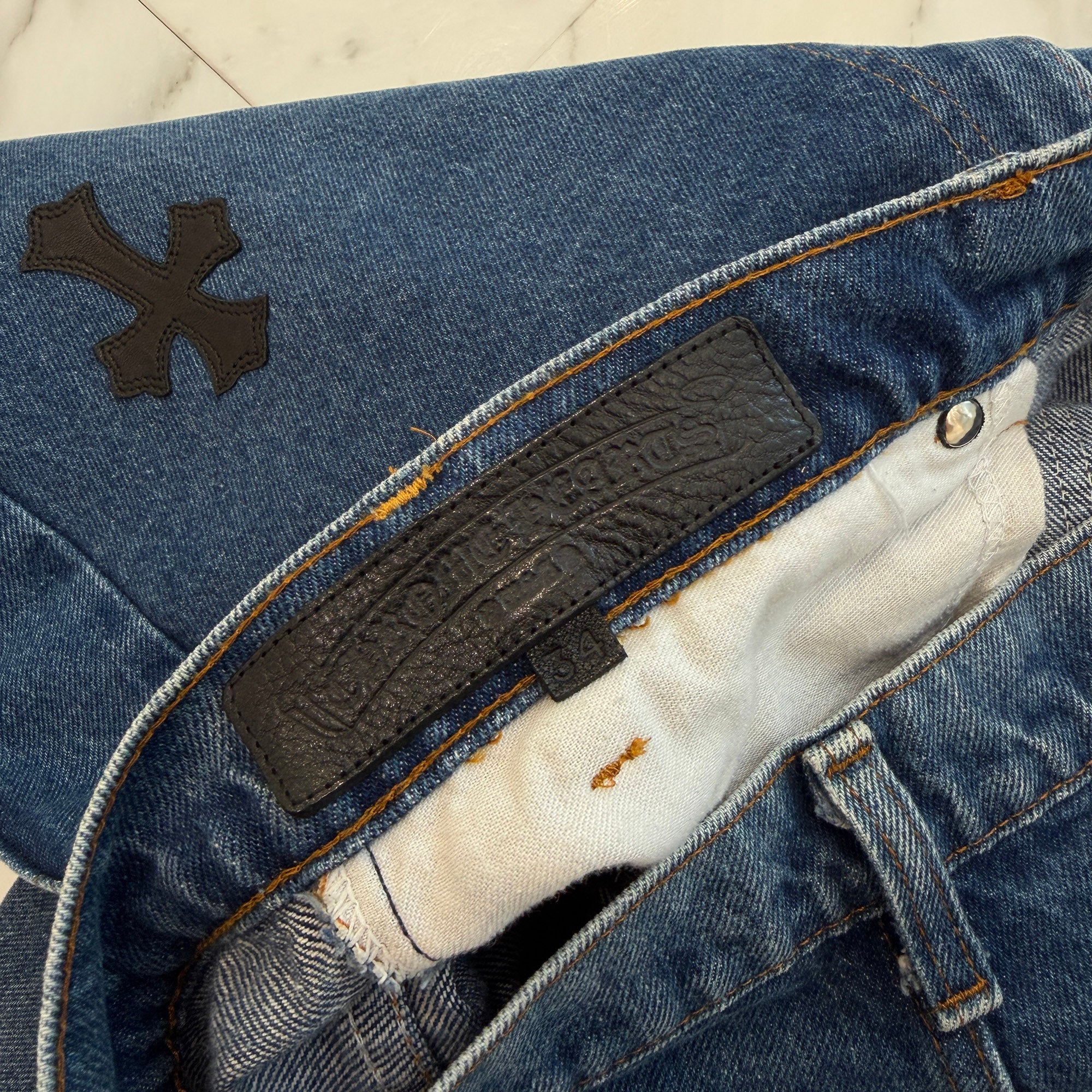 CHROME HEARTS × Levi's 646 Bell Bottoms Cross Leather Patch Jeans Size 34 クロムハーツ × リーバイス 646 ベルボトム クロスレザーパッチ ジーンズ デニムパンツ サイズ34