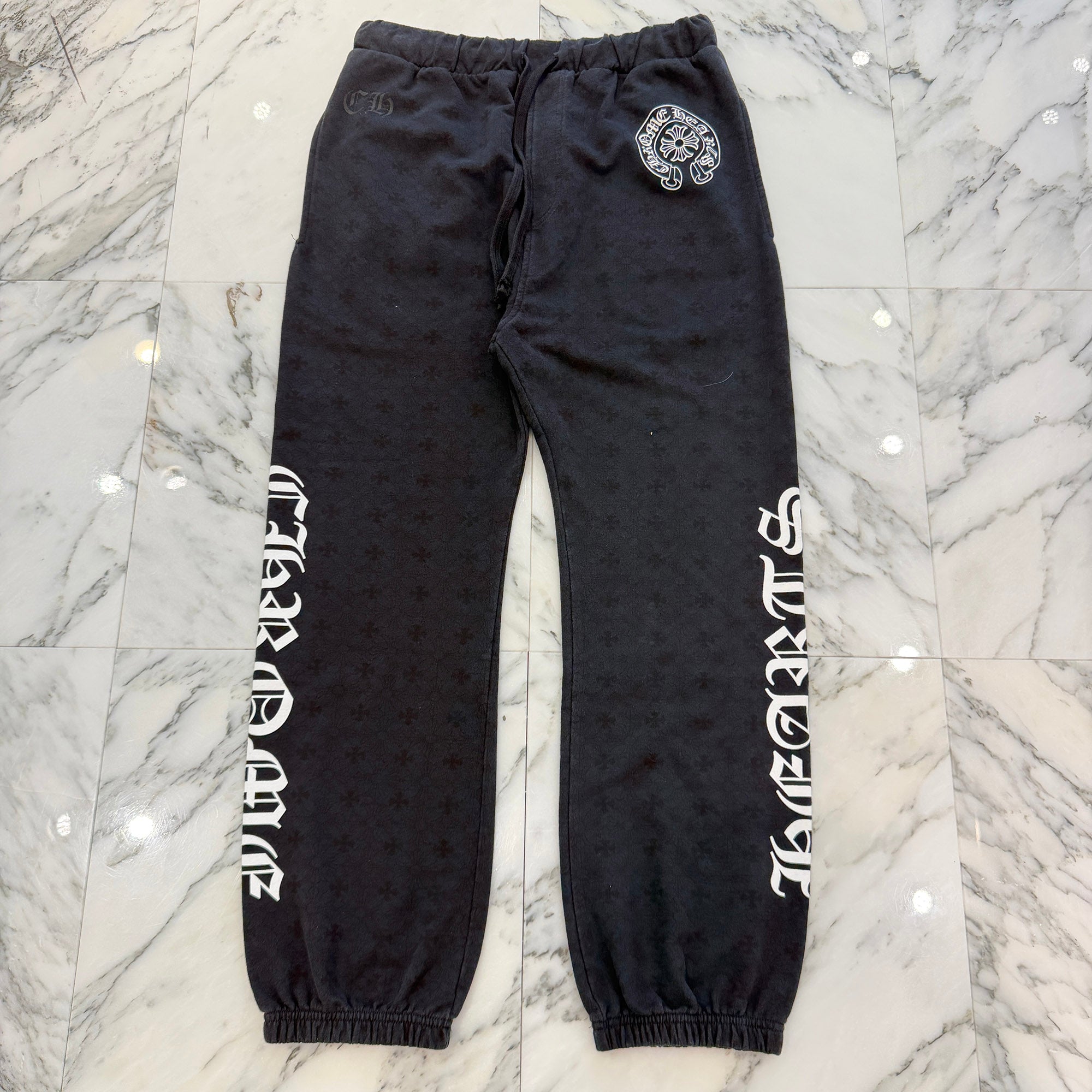 CHROME HEARTS CH Plus Horseshoe Fuck You Logo Sweat Long Pants Size L クロムハーツ CHプラス総柄 ホースシュー ファックユー ロゴ スウェットロングパンツ サイズL