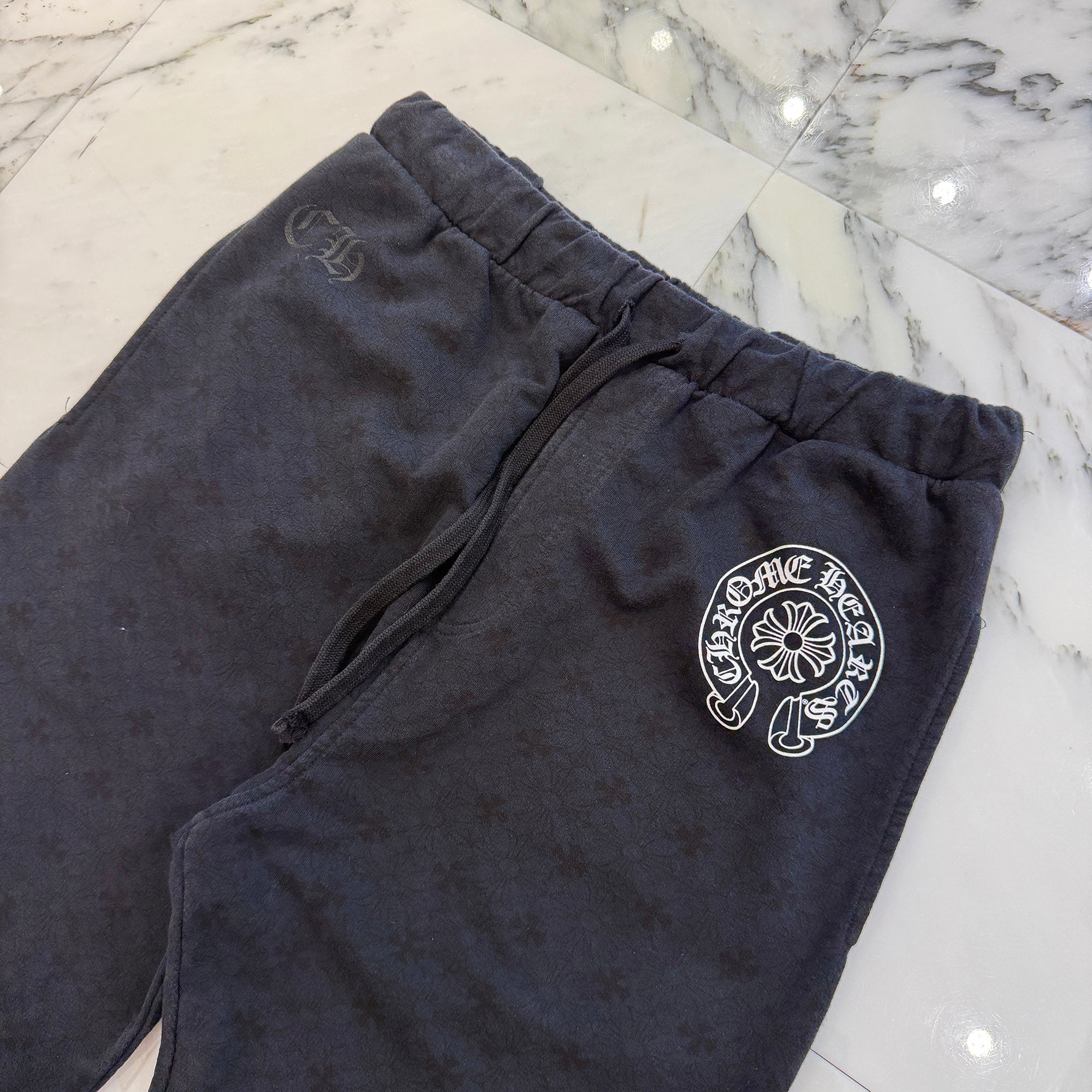 CHROME HEARTS CH Plus Horseshoe Fuck You Logo Sweat Long Pants Size L クロムハーツ CHプラス総柄 ホースシュー ファックユー ロゴ スウェットロングパンツ サイズL