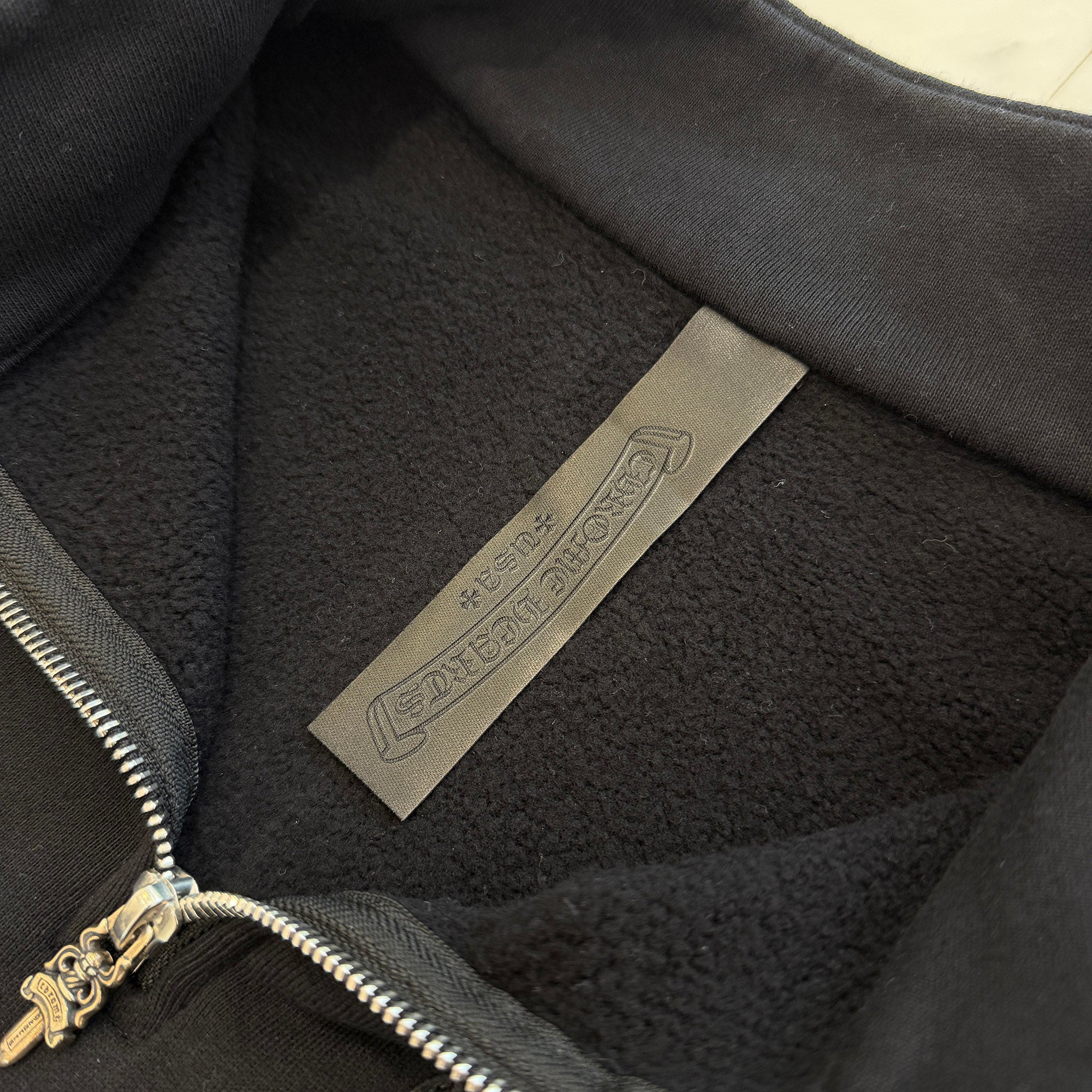 CHROME HEARTS Y NOT Multi Leather Cross Patch Half Zip Sweatshirt Size M クロムハーツ ワイノット マルチレザークロスパッチ ハーフジップ スウェットシャツ サイズM