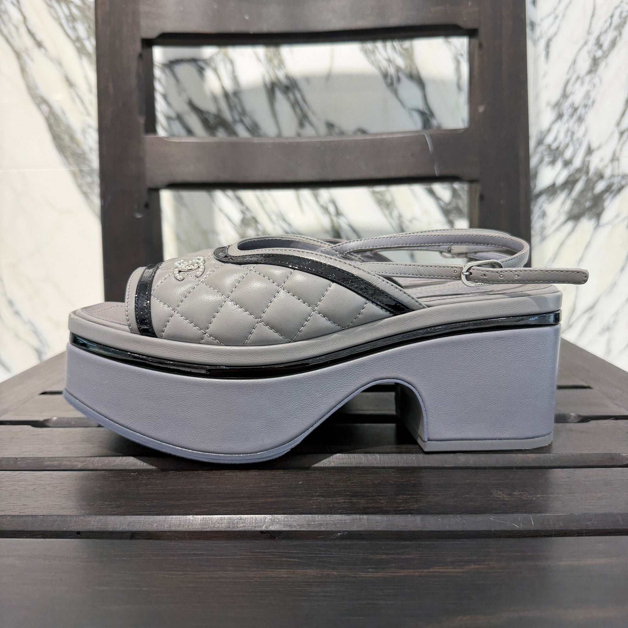 CHANEL 2023SS 23A Matelassé CC Logo Platform Sandals G45009 Size 36 1/2C (約23.5cm) シャネル 23A マトラッセ ココマーク プラットフォーム サンダル サイズ36 1/2C (約23.5cm)