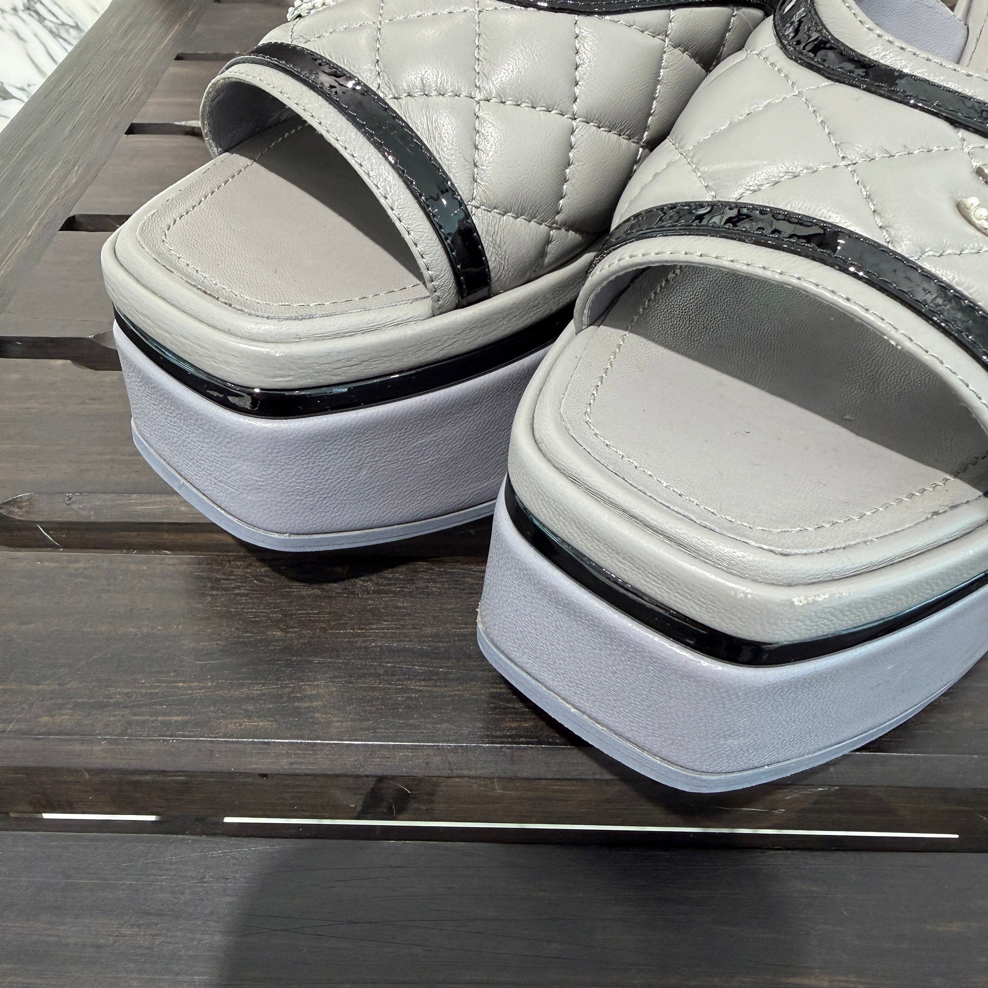 CHANEL 2023SS 23A Matelassé CC Logo Platform Sandals G45009 Size 36 1/2C (約23.5cm) シャネル 23A マトラッセ ココマーク プラットフォーム サンダル サイズ36 1/2C (約23.5cm)