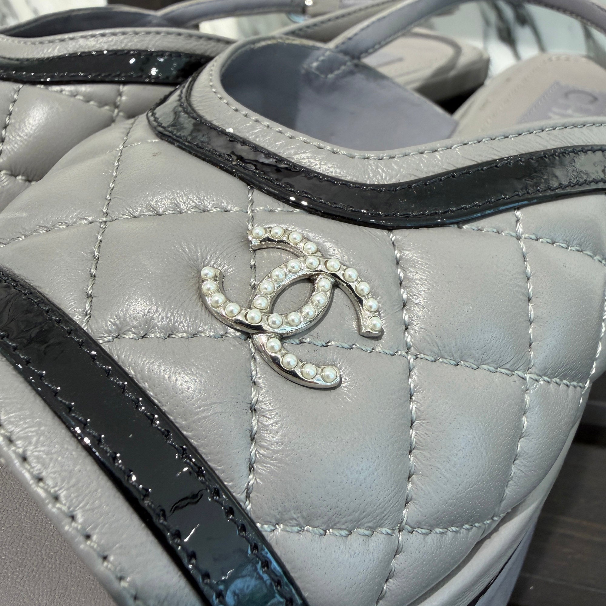 CHANEL 2023SS 23A Matelassé CC Logo Platform Sandals G45009 Size 36 1/2C (約23.5cm) シャネル 23A マトラッセ ココマーク プラットフォーム サンダル サイズ36 1/2C (約23.5cm)