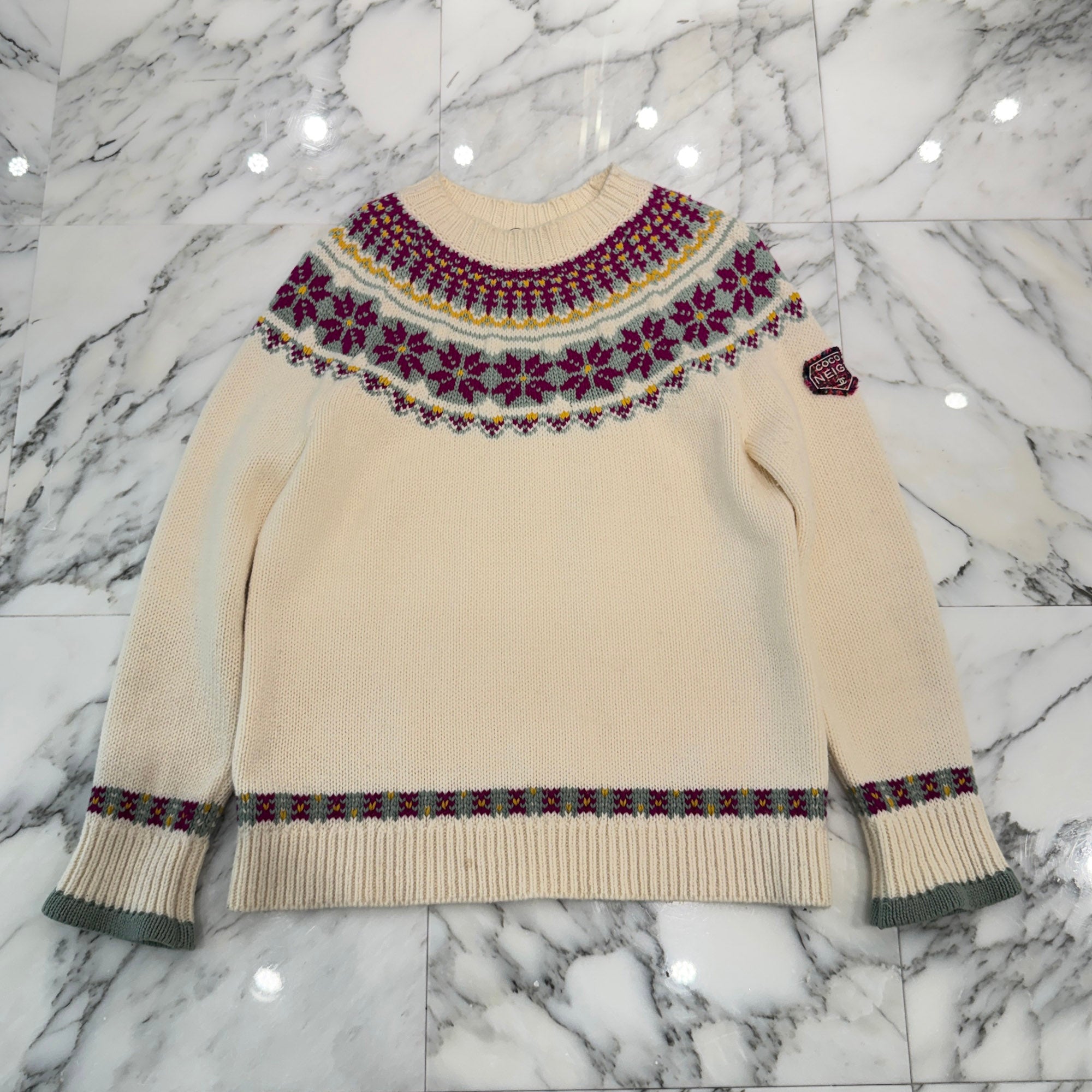 CHANEL 2021SS COCO NEIGE Nordic Wool Sweater P59806K07806 Size 44 シャネル ココネージュ ノルディック ウール セーター サイズ44