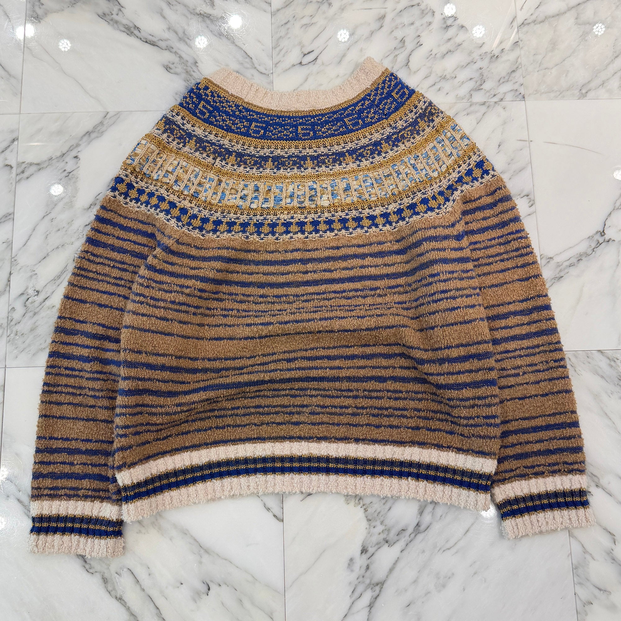 CHANEL 2019SS Nordic Pattern Knit Sweater P61617K47223 Size 50 シャネル ノルディック柄 ニットセーター サイズ50
