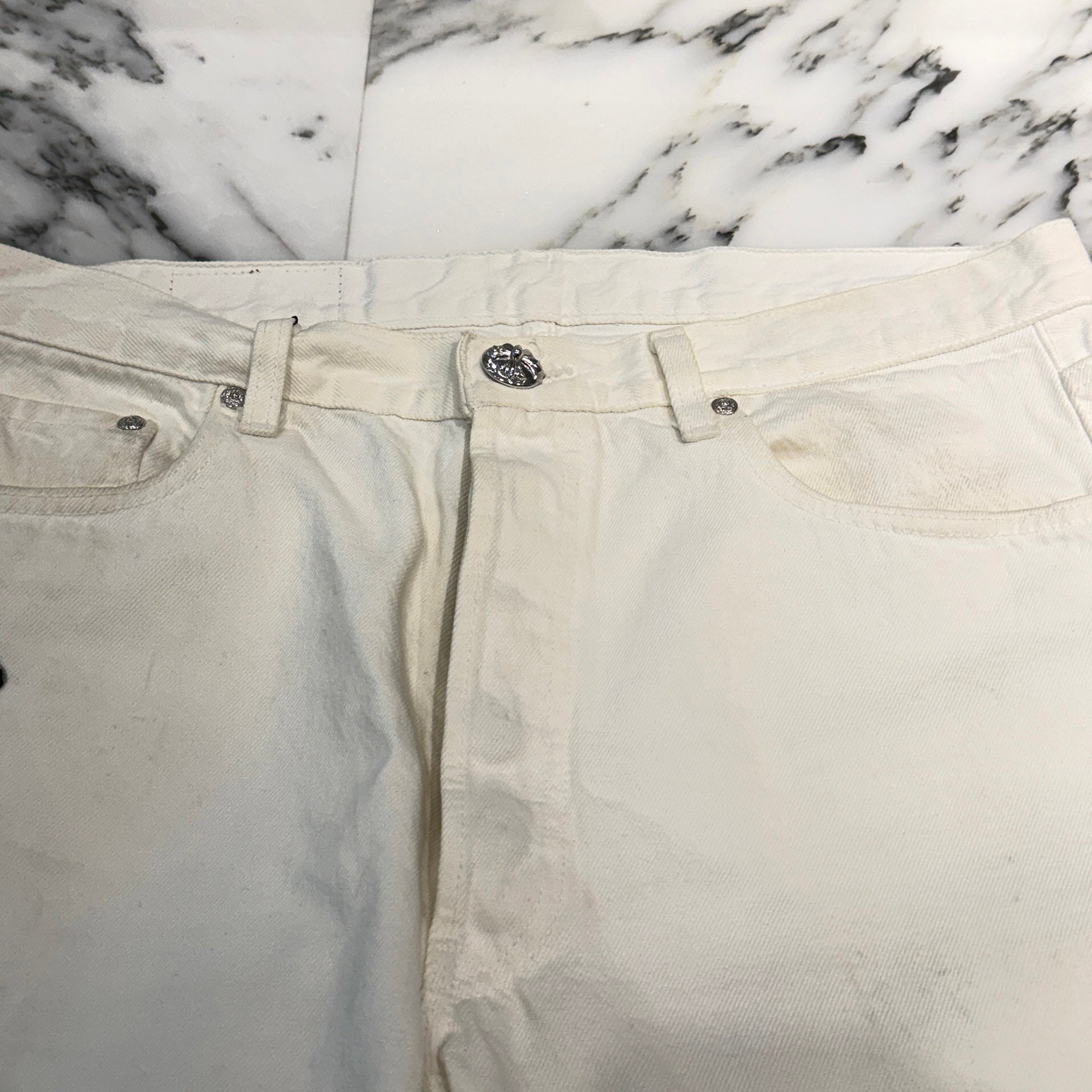 CHROME HEARTS Levi's VNTG Leopard Harako Leather Cross Patch Denim Pants Size 34 クロムハーツ リーバイス ヴィンテージ レオパード ハラコレザークロスパッチ デニムパンツ ジーンズ サイズ34