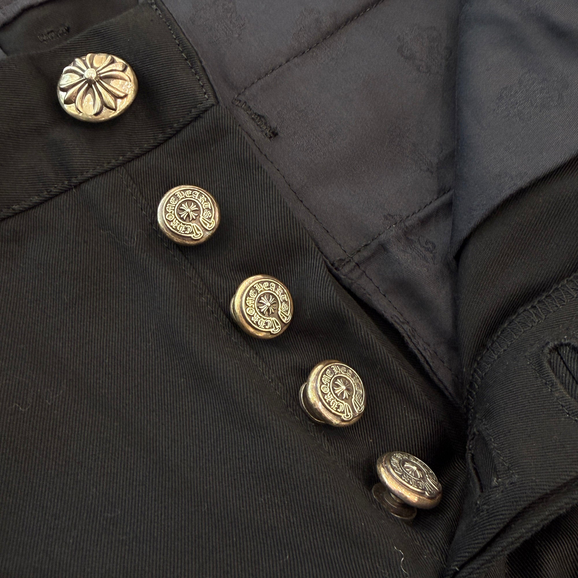 CHROME HEARTS Multi Leather Patch Cross Ball Button Cotton Chino Pants Size 36 クロムハーツ マルチレザーパッチ クロスボールボタン コットン チノパンツ サイズ36