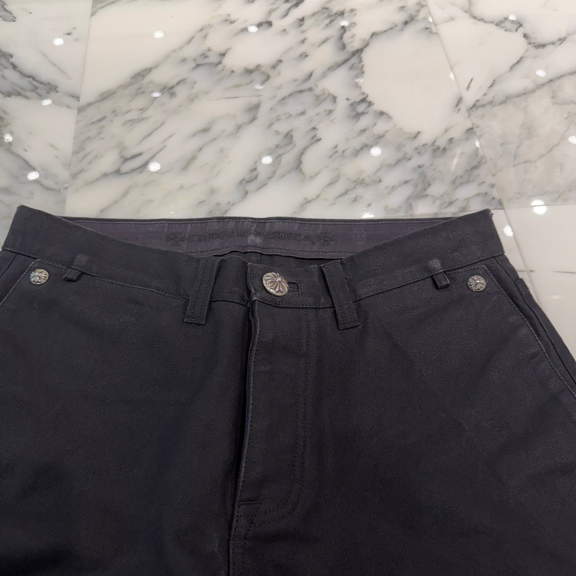 CHROME HEARTS Cemetery Cross Leather Patch Cotton Cargo Pants Size 32 クロムハーツ セメタリークロス レザーパッチコットンカーゴパンツ サイズ32
