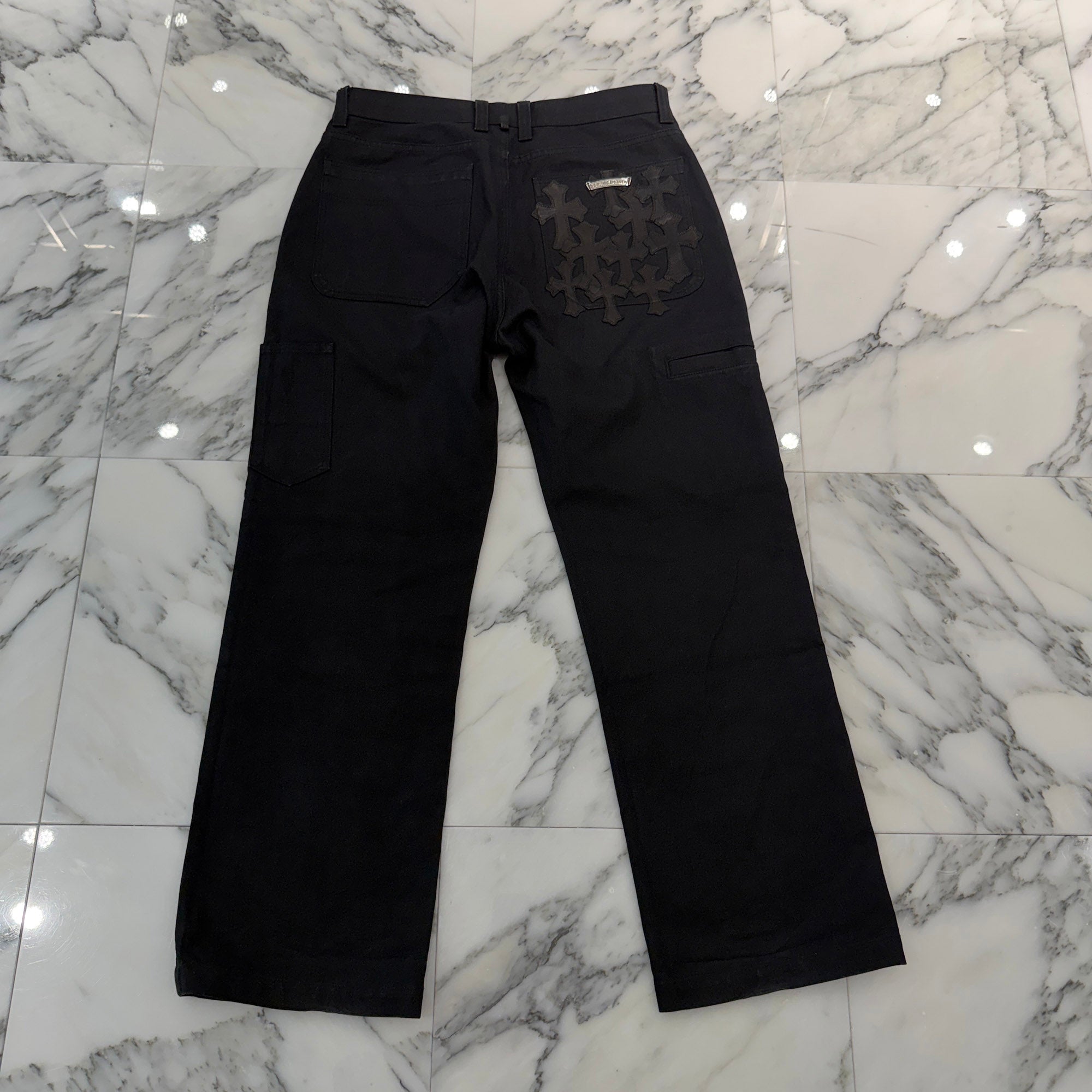 CHROME HEARTS Cemetery Cross Leather Patch Cotton Cargo Pants Size 32 クロムハーツ セメタリークロス レザーパッチコットンカーゴパンツ サイズ32