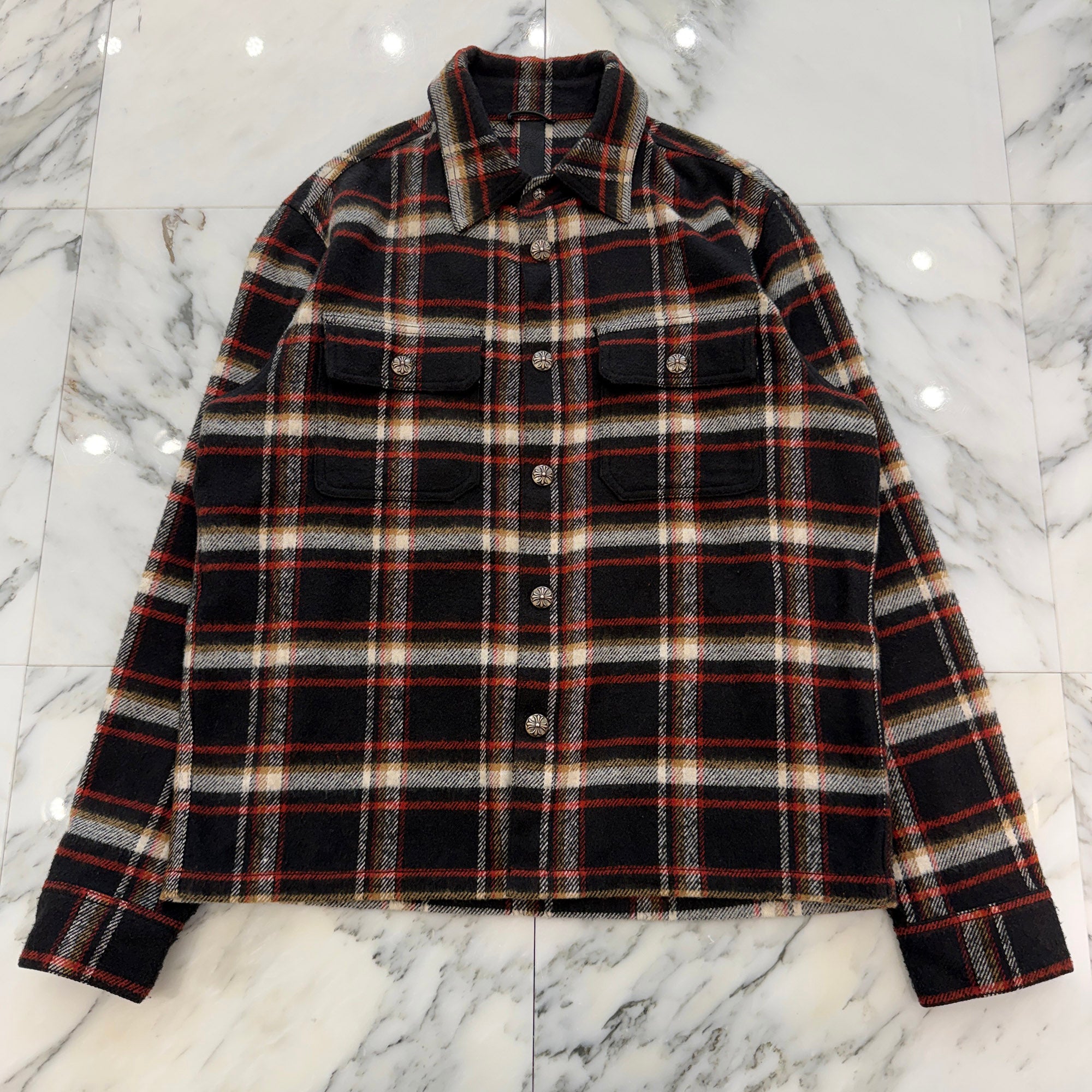 CHROME HEARTS Y NOT WORK DOG Flannel Check Shirt Size M クロムハーツ ワイノット ワークドッグ フランネル チェック シャツ サイズM