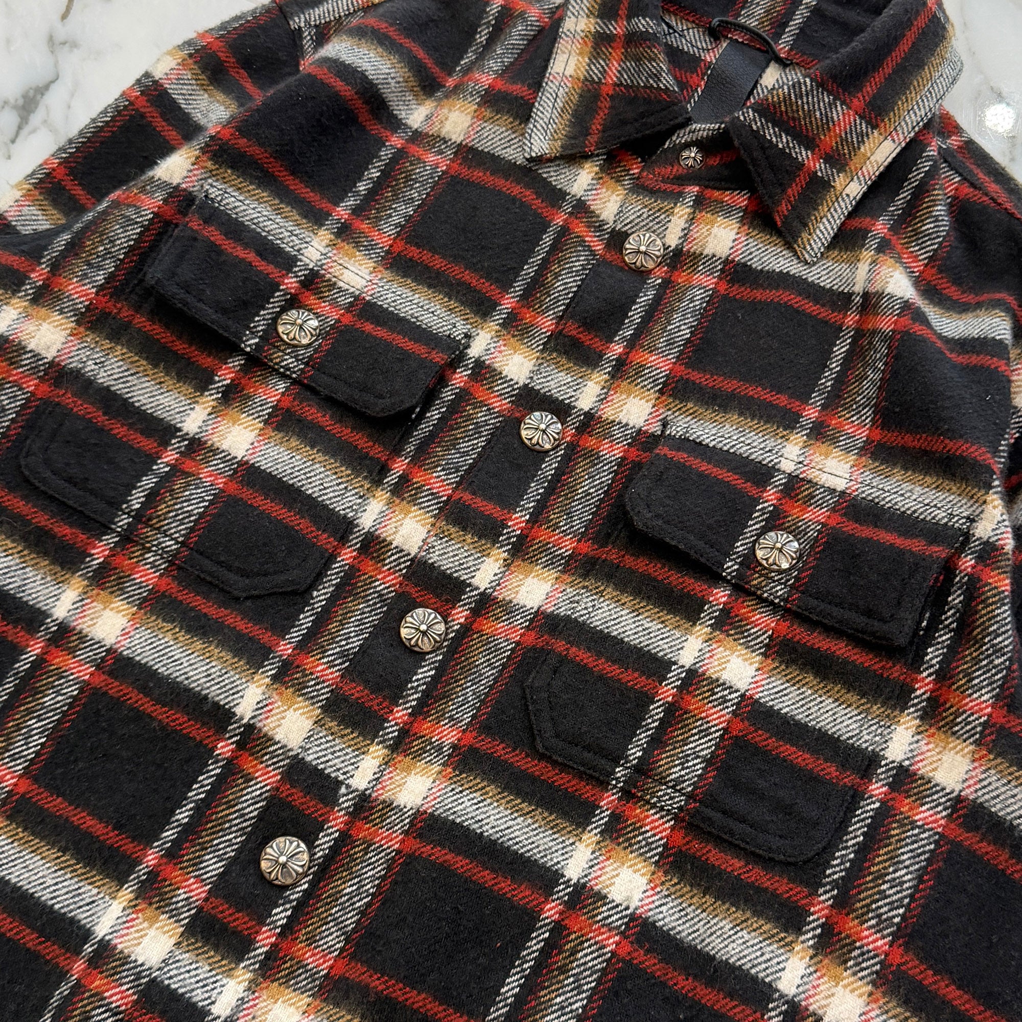 CHROME HEARTS Y NOT WORK DOG Flannel Check Shirt Size M クロムハーツ ワイノット ワークドッグ フランネル チェック シャツ サイズM