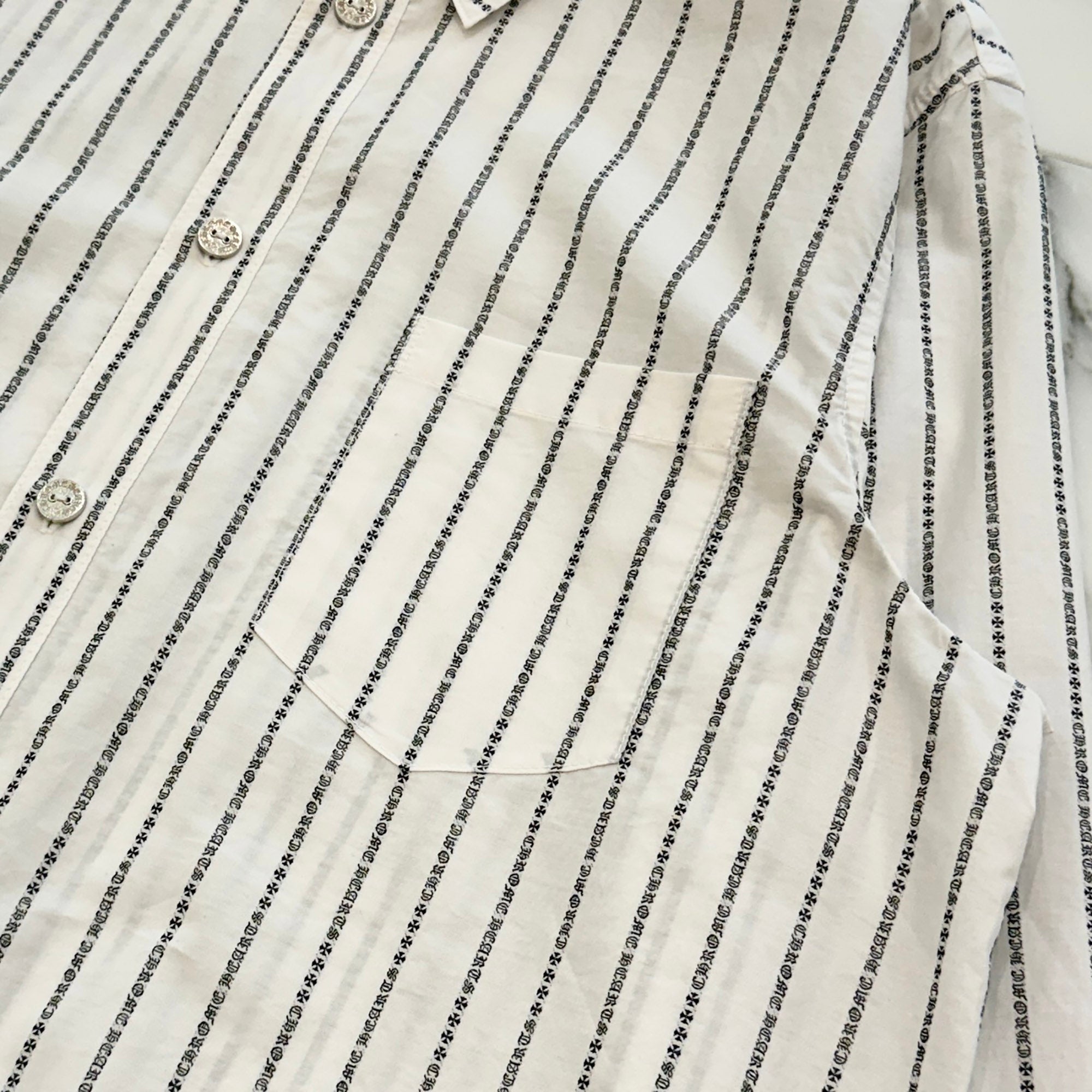 CHROME HEARTS Y NOT Logo Stripe Cotton Shirt Size XXL クロムハーツ ワイノット ロゴストライプ コットンシャツ サイズXXL