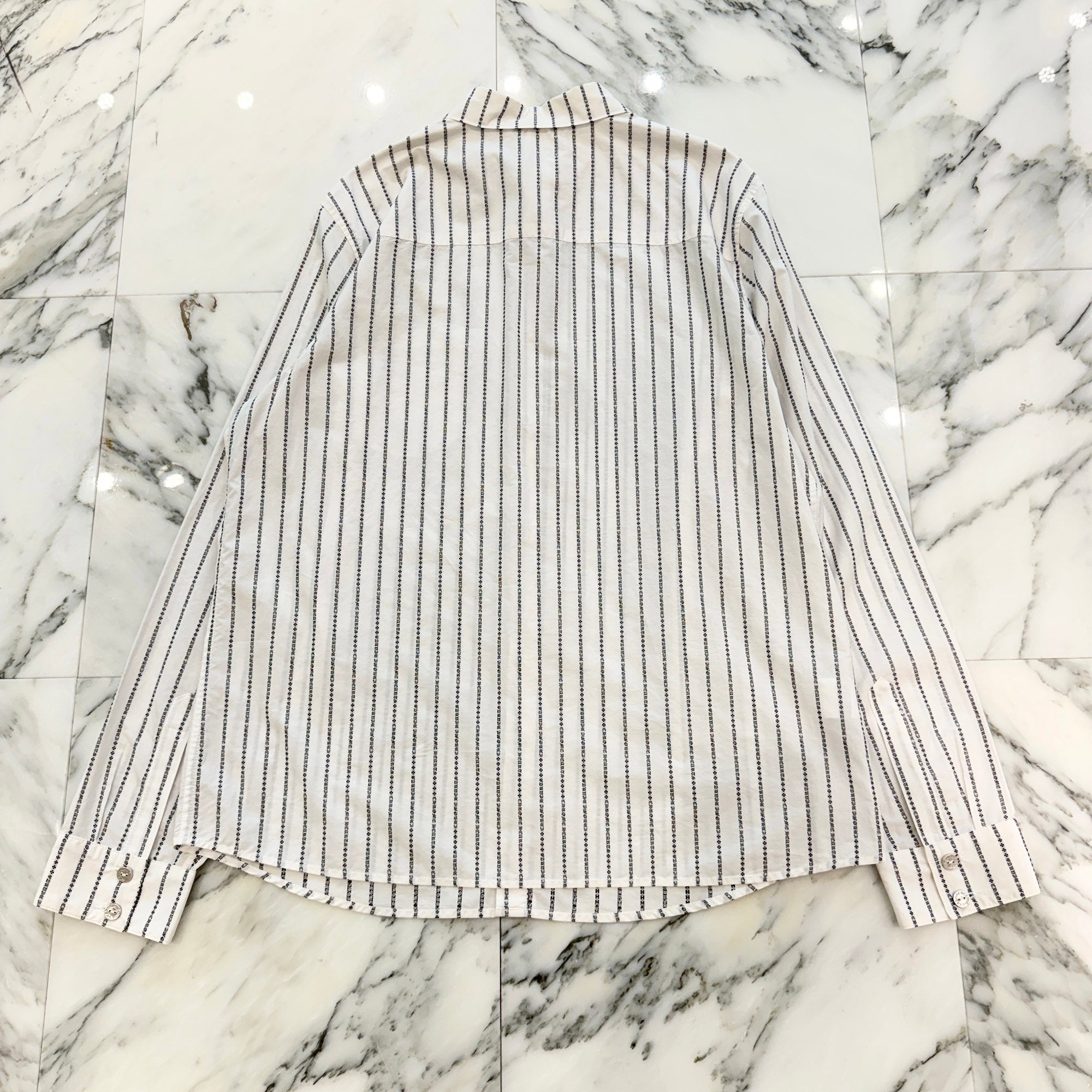 CHROME HEARTS Y NOT Logo Stripe Cotton Shirt Size XXL クロムハーツ ワイノット ロゴストライプ コットンシャツ サイズXXL