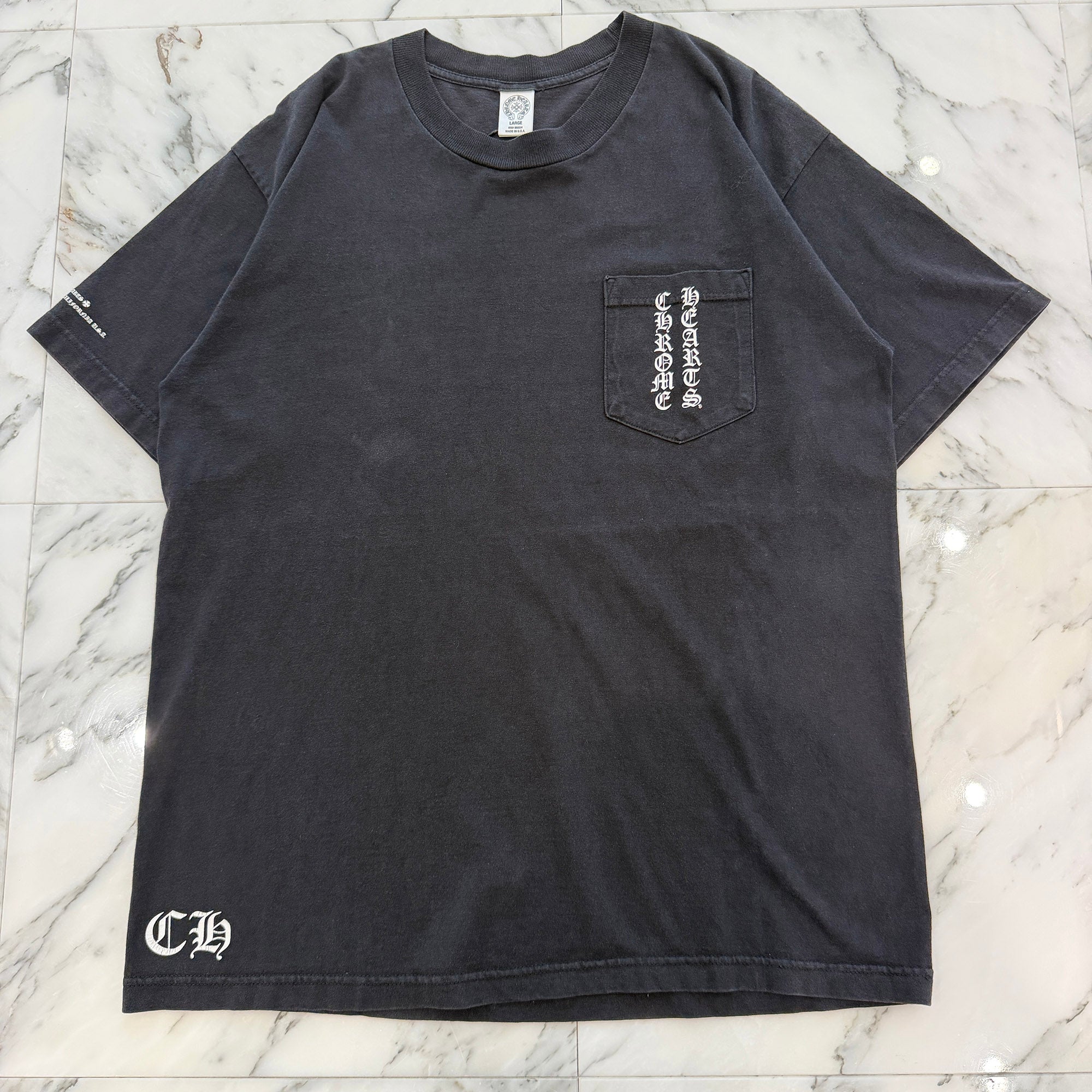 CHROME HEARTS Made In Hollywood Back Floral Cross Vertical Logo Tee Size L クロムハーツ メイド イン ハリウッド バック フローラルクロス ヴァーティカルロゴTシャツ サイズL
