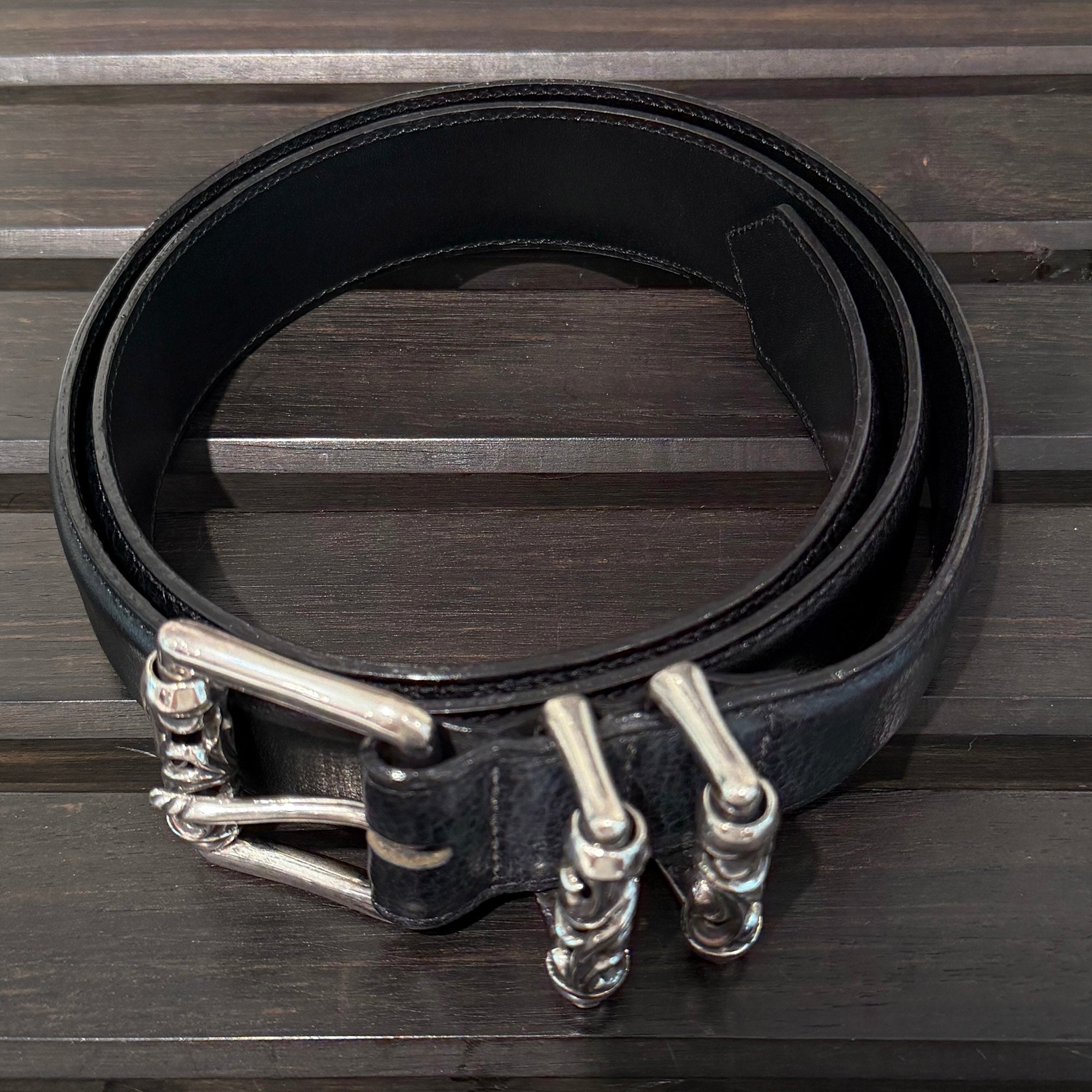 CHROME HEARTS 3PC Roller Leather Belt Size 36 inch クロムハーツ 3PC ローラー レザーベルト サイズ36インチ