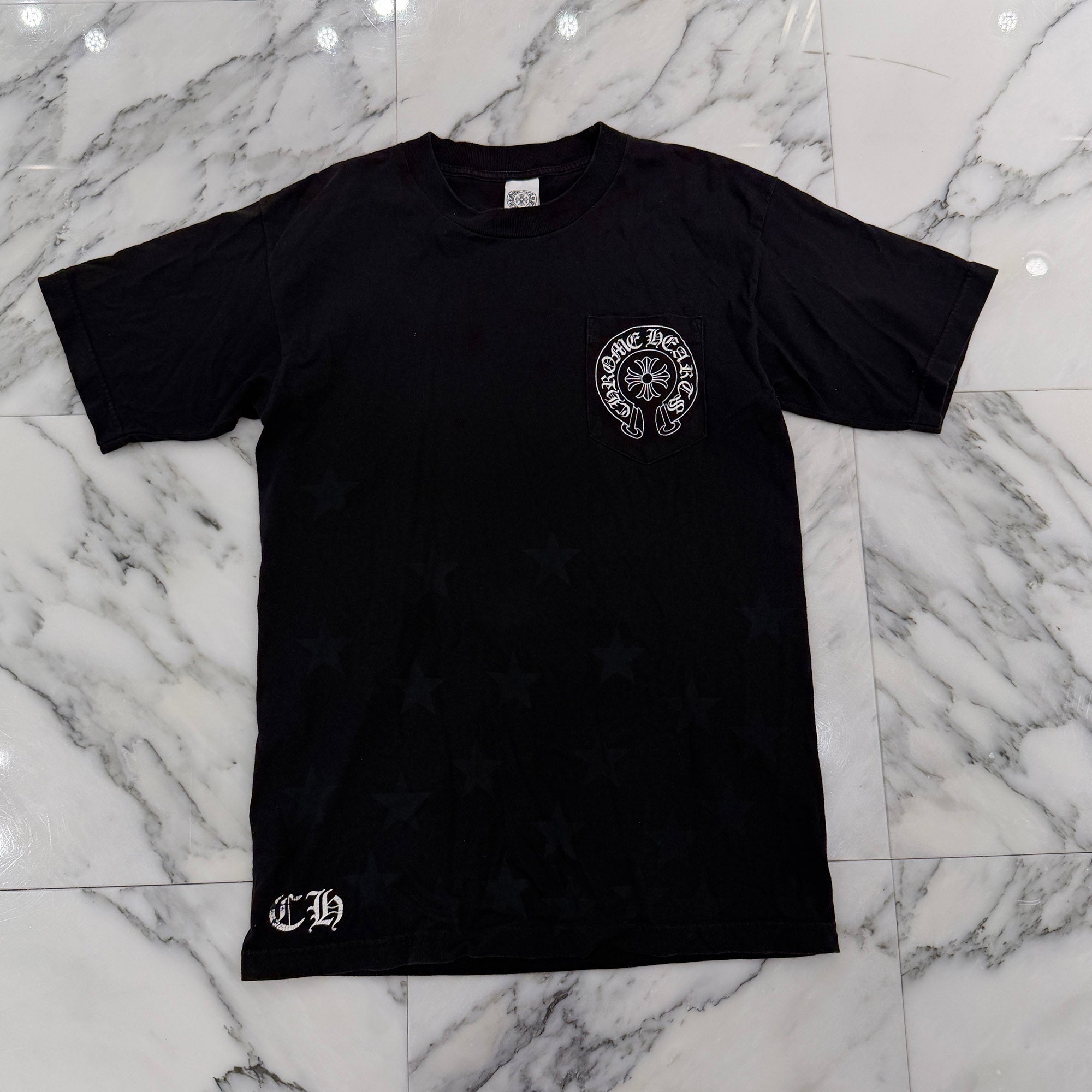 CHROME HEARTS Back Scroll Horseshoe Star Print Tee Size M クロムハーツ バックスクロール ホースシュー スタープリントTシャツ サイズM