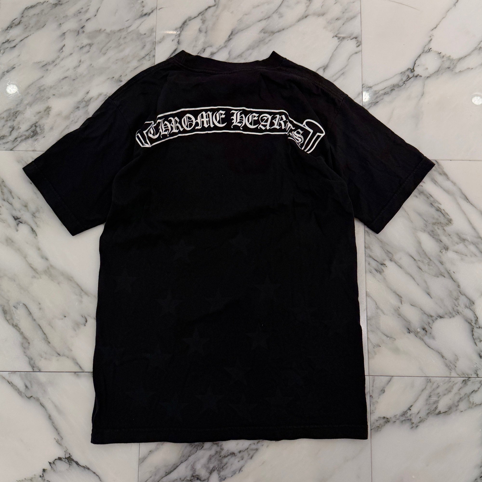 CHROME HEARTS Back Scroll Horseshoe Star Print Tee Size M クロムハーツ バックスクロール ホースシュー スタープリントTシャツ サイズM