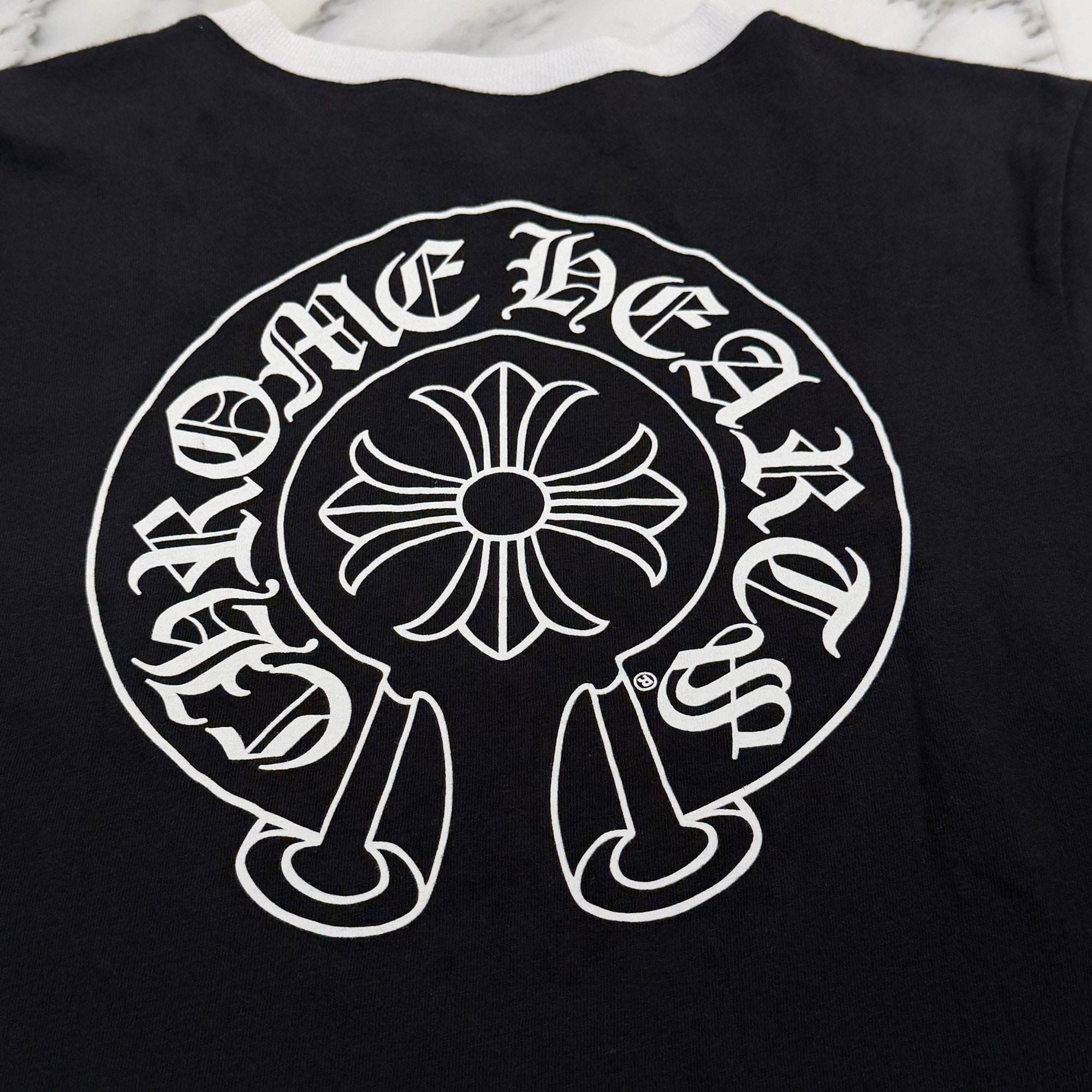 CHROME HEARTS Back Horseshoe Print Ringer Tee Size S クロムハーツ バックホースシュープリント リンガーTシャツ サイズS