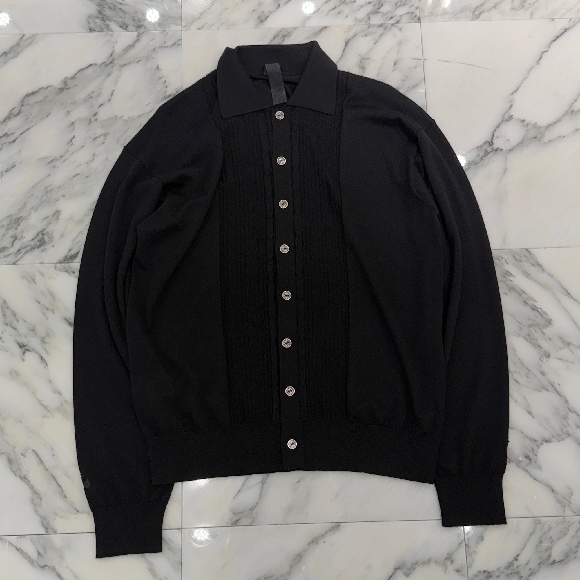 CHROME HEARTS Y NOT Cashmere Cross Leather Patch Silk Knit Cardigan Size M クロムハーツ ワイノット カシミヤ クロスレザーパッチ シルク ニットカーディガン サイズM