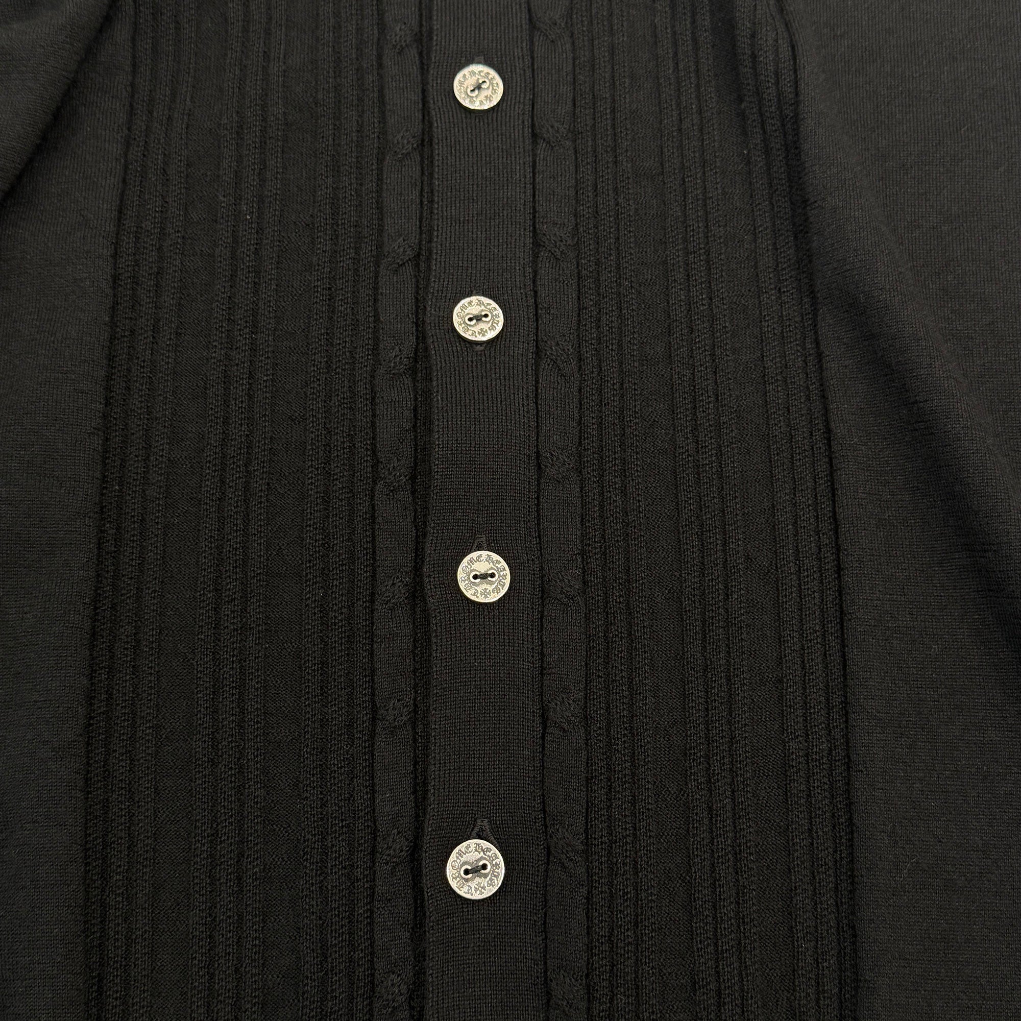 CHROME HEARTS Y NOT Cashmere Cross Leather Patch Silk Knit Cardigan Size M クロムハーツ ワイノット カシミヤ クロスレザーパッチ シルク ニットカーディガン サイズM