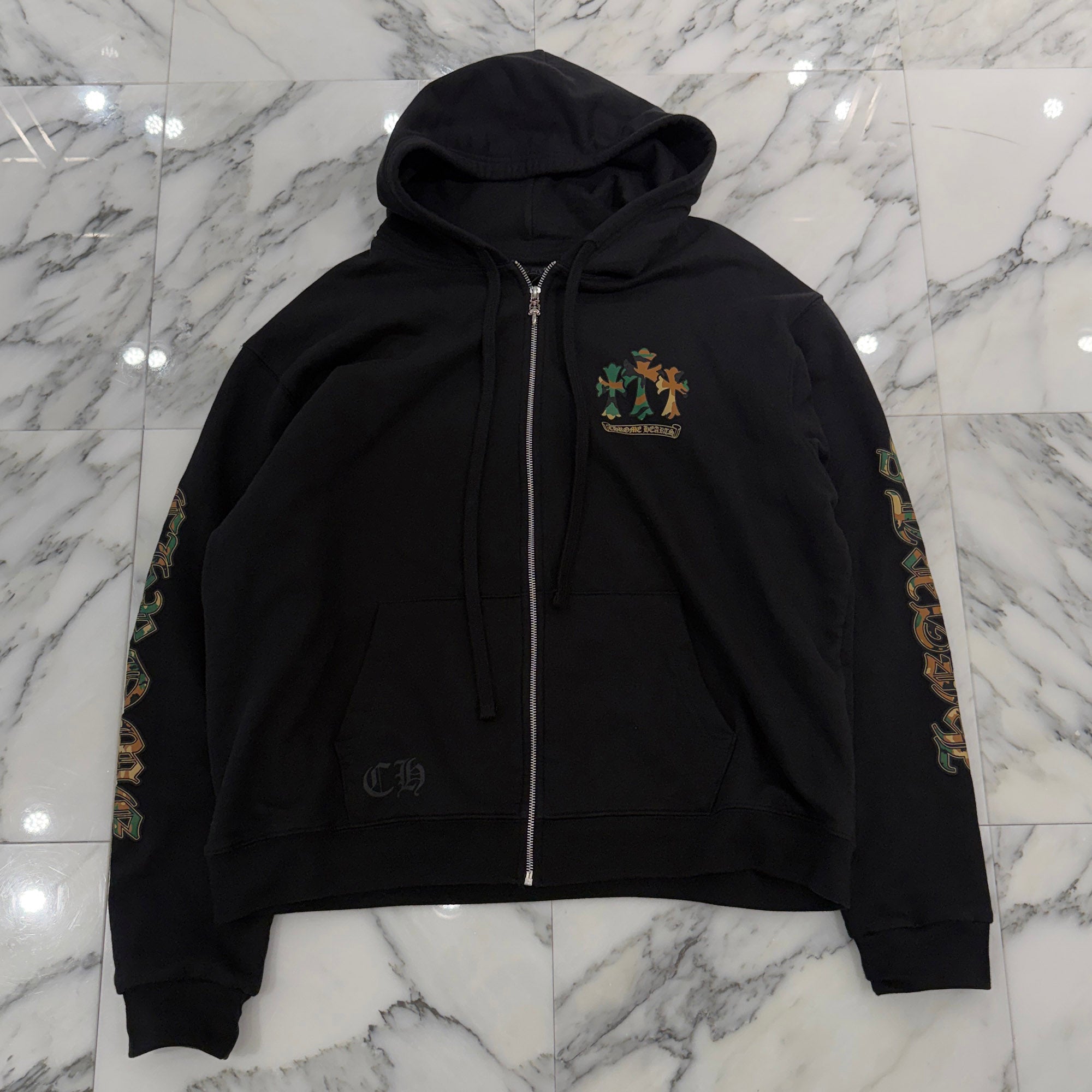 CHROME HEARTS Camo Horseshoe Thermal Zip Up Hoodie Size L クロムハーツ カモ ホースシュー サーマル ジップアップフーディ サイズL
