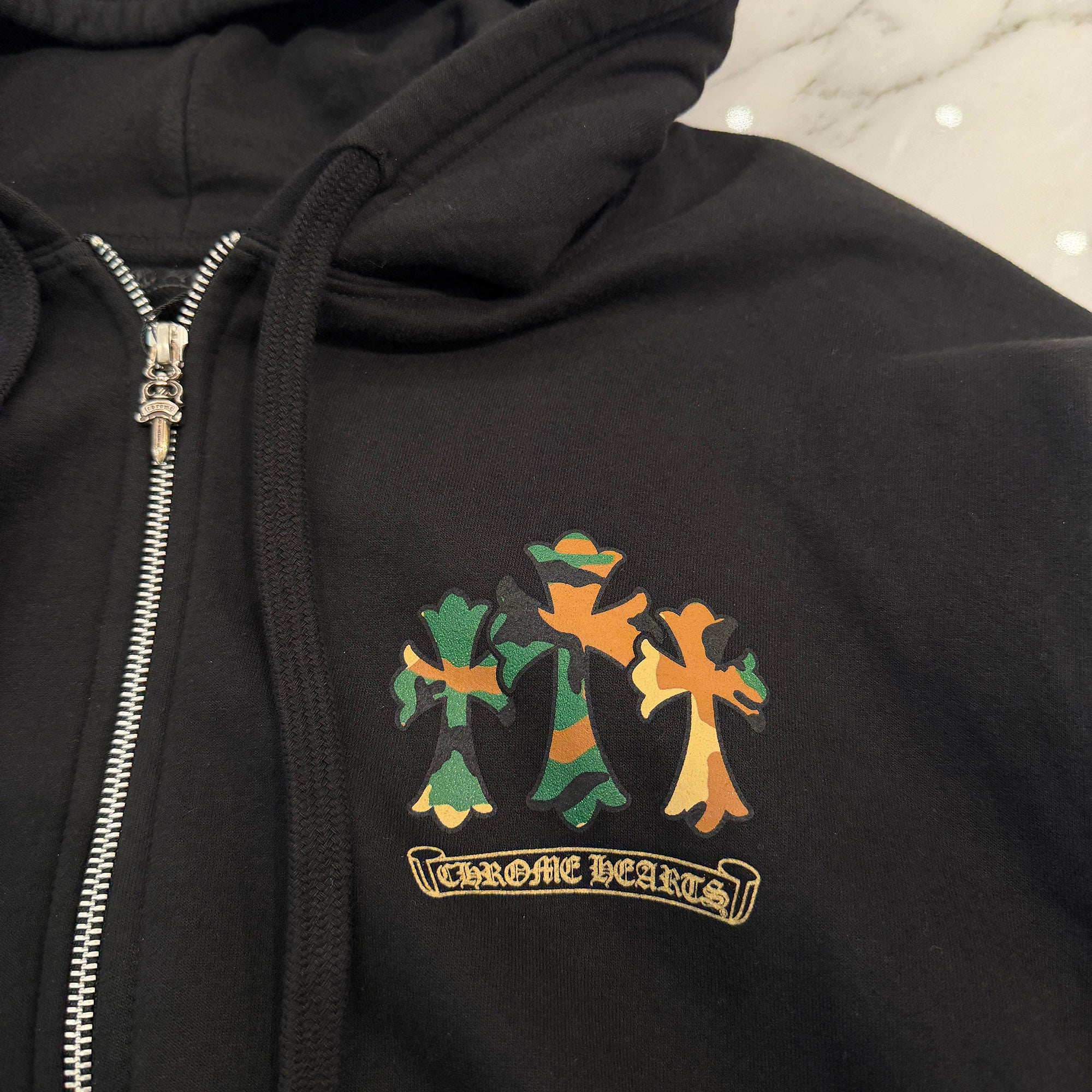 CHROME HEARTS Camo Horseshoe Thermal Zip Up Hoodie Size L クロムハーツ カモ ホースシュー サーマル ジップアップフーディ サイズL