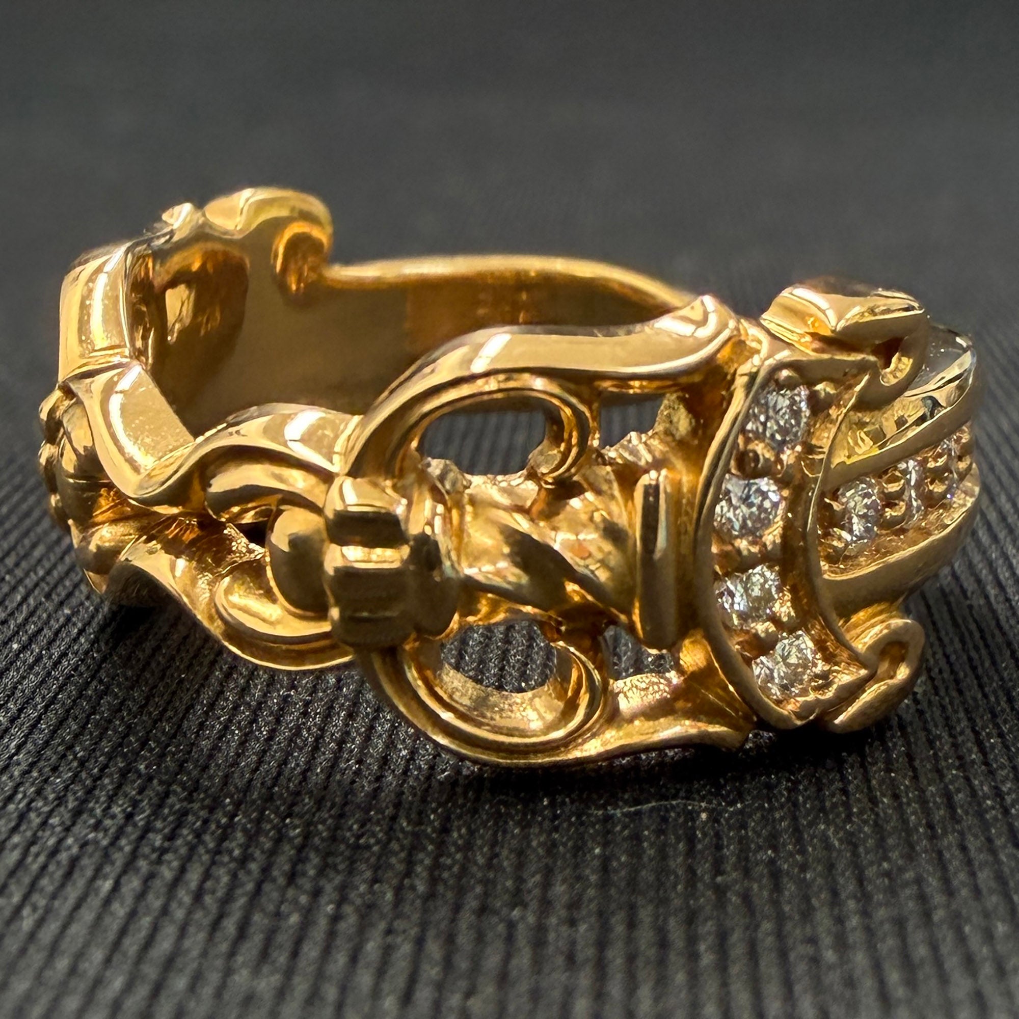 CHROME HEARTS 22K Open Double Dagger Ring Pave Diamond Size 約16号