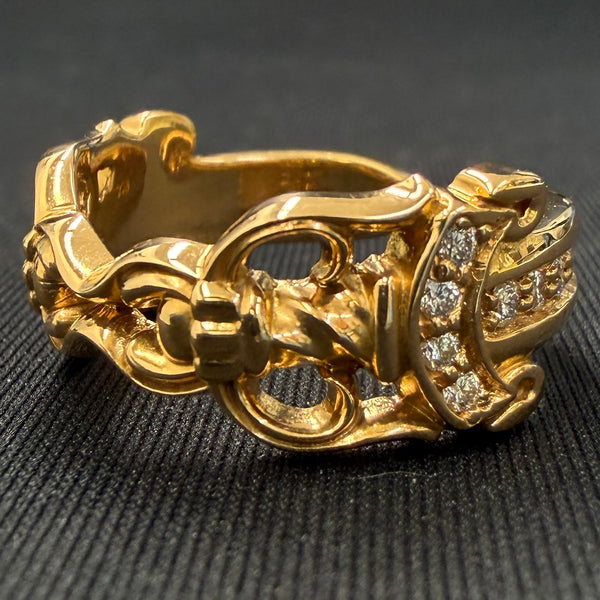 CHROME HEARTS 22K Open Double Dagger Ring Pave Diamond Size 約16号 クロムハーツ 22K オープンダブルダガーリング パヴェダイヤモンド サイズ約16号