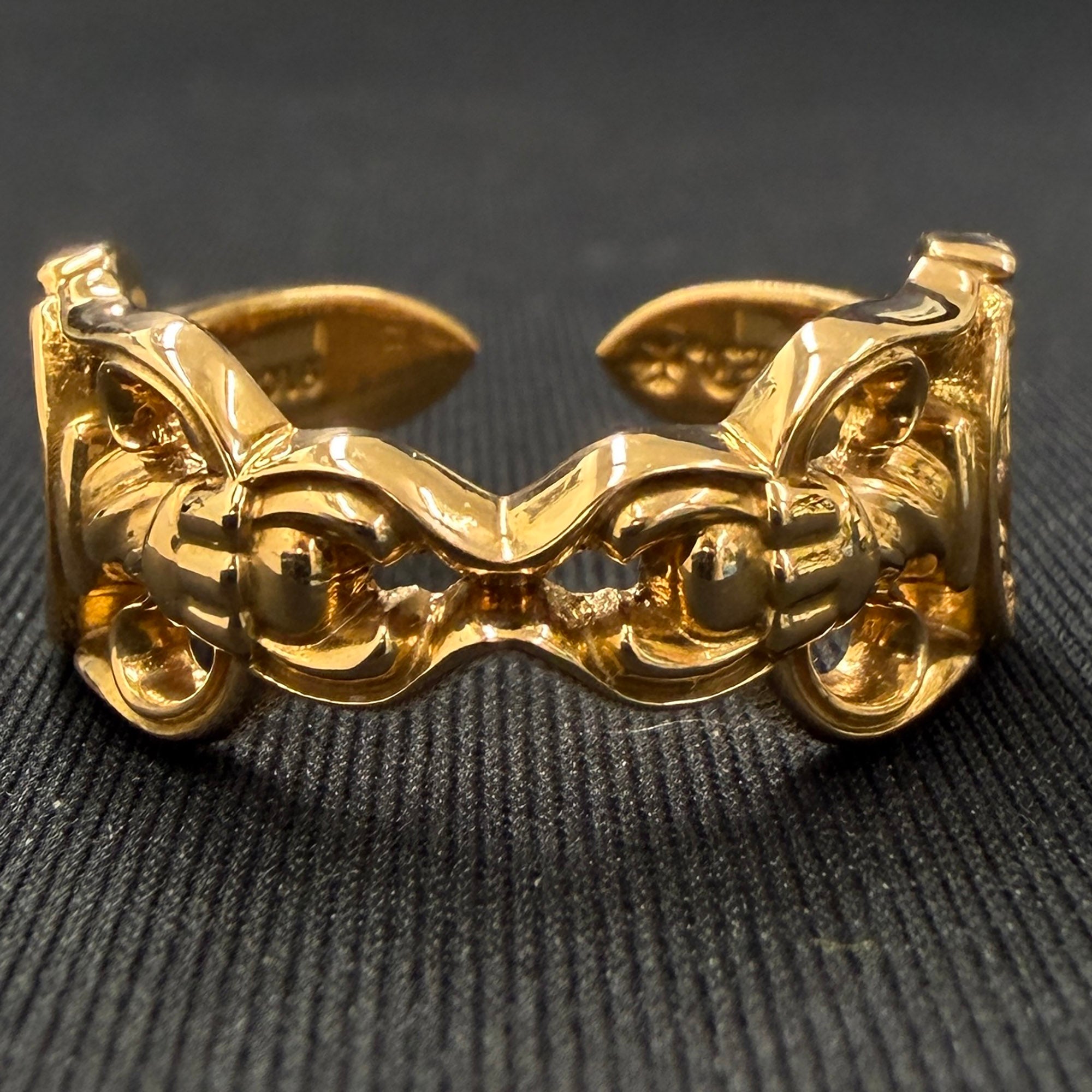 CHROME HEARTS 22K Open Double Dagger Ring Pave Diamond Size 約16号