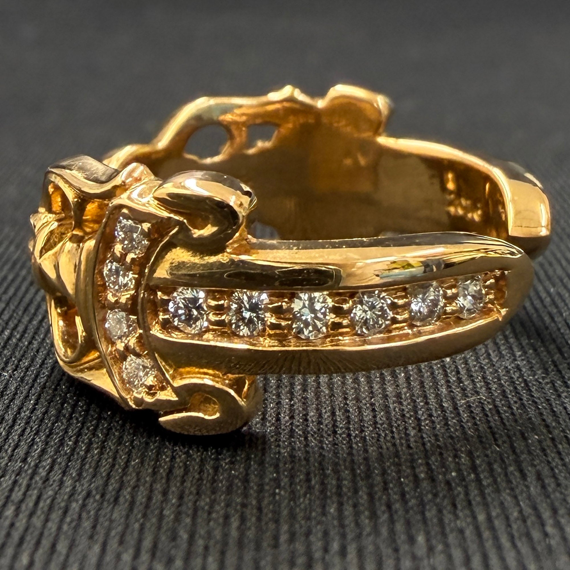 CHROME HEARTS 22K Open Double Dagger Ring Pave Diamond Size 約16号 クロムハーツ 22K オープンダブルダガーリング パヴェダイヤモンド サイズ約16号