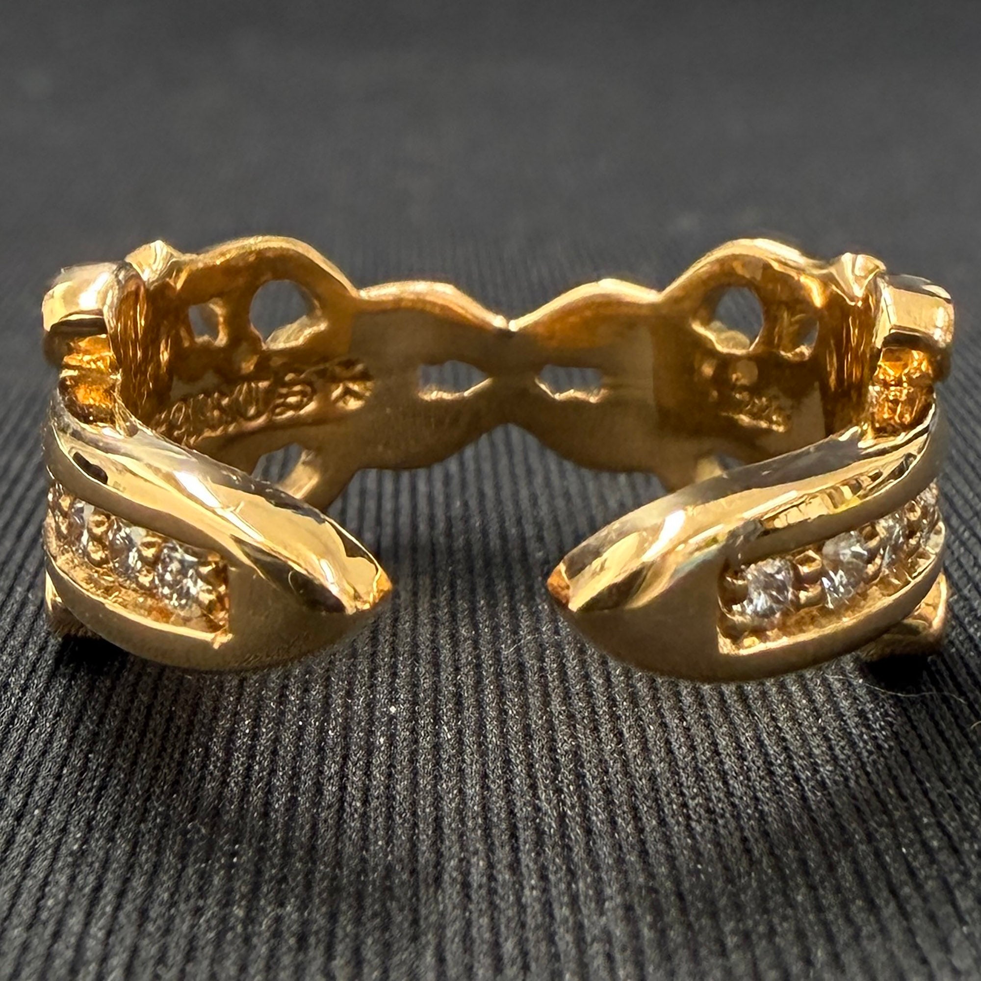 CHROME HEARTS 22K Open Double Dagger Ring Pave Diamond Size 約16号 クロムハーツ 22K オープンダブルダガーリング パヴェダイヤモンド サイズ約16号