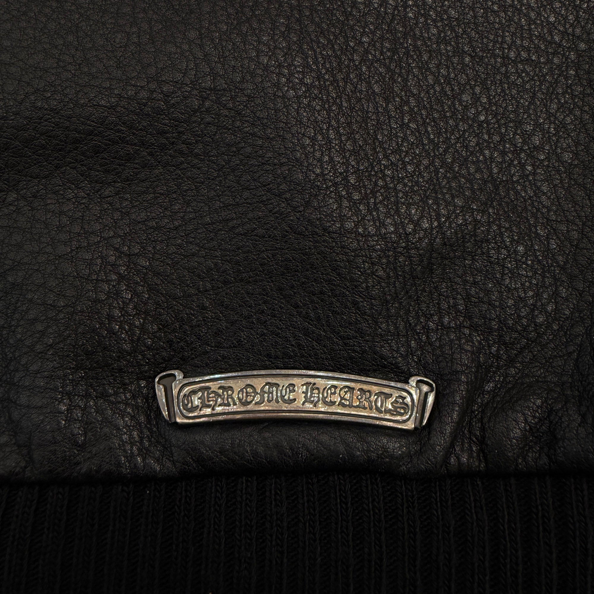 CHROME HEARTS Arm Logo Patch Leather Zip Up Hoodie Size S クロムハーツ アームロゴパッチ レザー ジップ アップ フーディー サイズS
