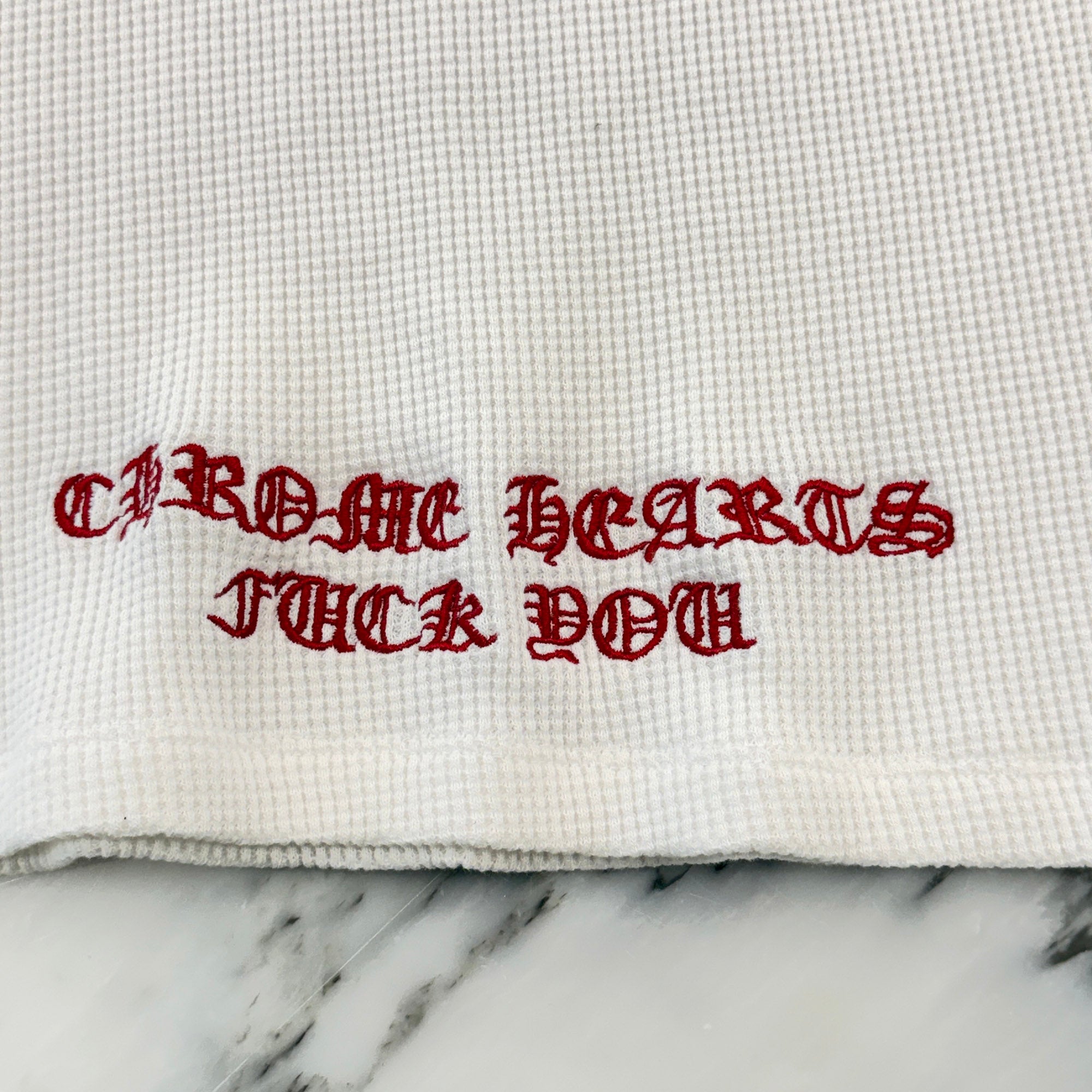 CHROME HEARTS Vine Dagger FUCK YOU Embroidery Thermal Long Sleeve Tee Size L クロムハーツ ヴァインダガー ファックユー刺繍 サーマル ロングスリーグ Tシャツ サイズL