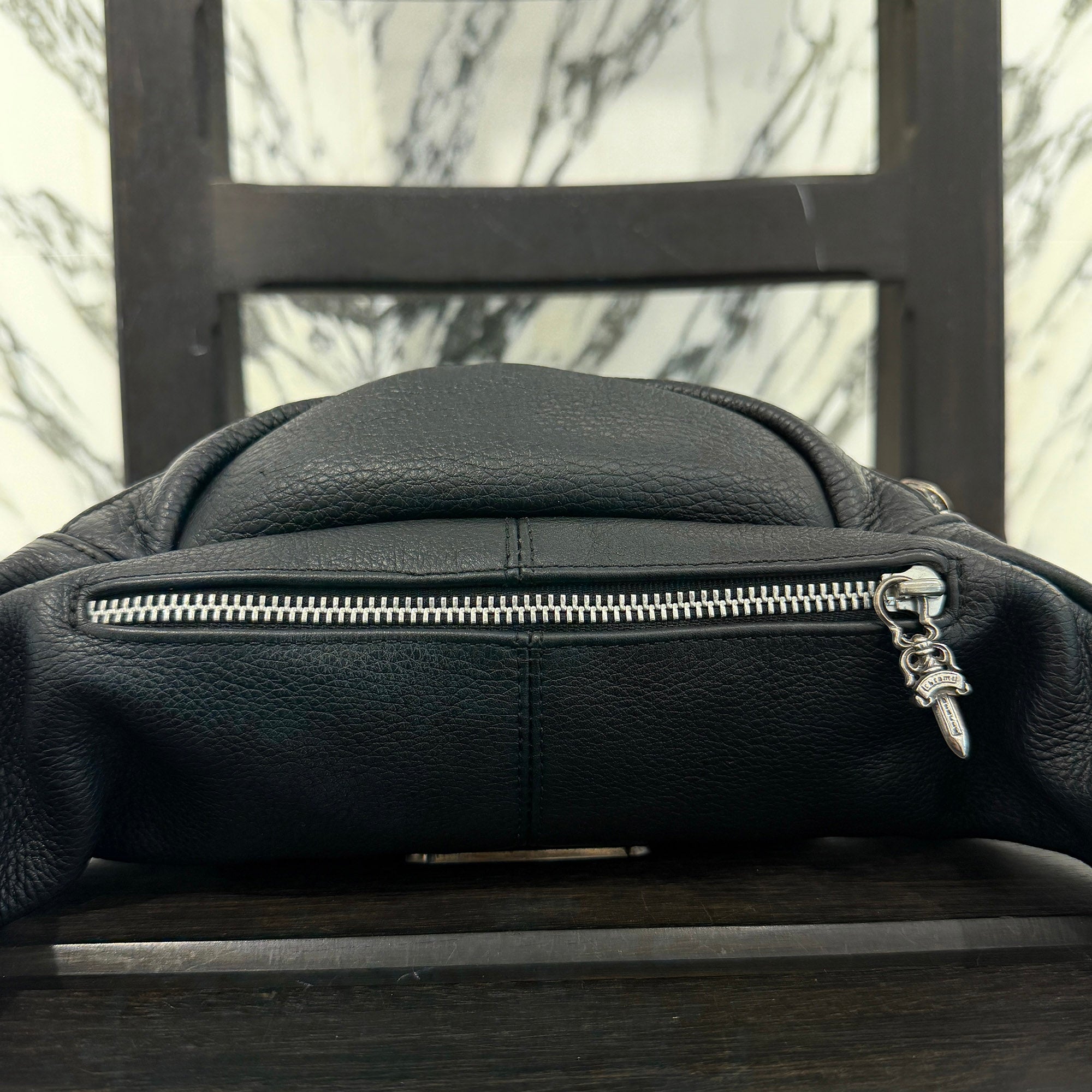 CHROME HEARTS #3 SNAT PACK Small Cross Cemetery Cross Patch LEATHER WAIST BAG クロムハーツ #3スナットパック スモールクロス セメタリークロスパッチ レザー ウェストバッグ