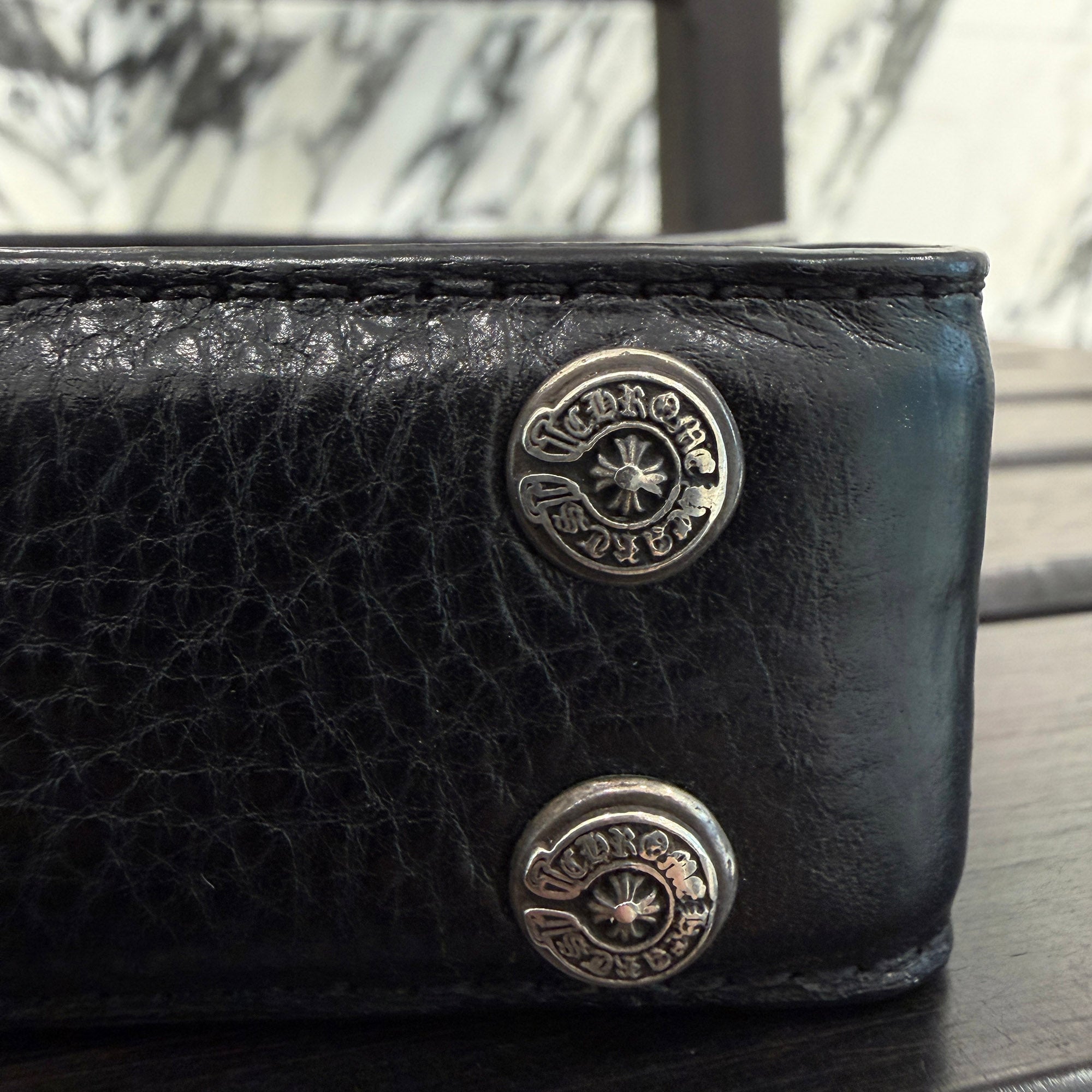 CHROME HEARTS 1.5 STRAP Horseshoe Rivet Leather Belt Size 36 クロムハーツ 1.5ストラップ ホースシューリベット レザーベルト サイズ36