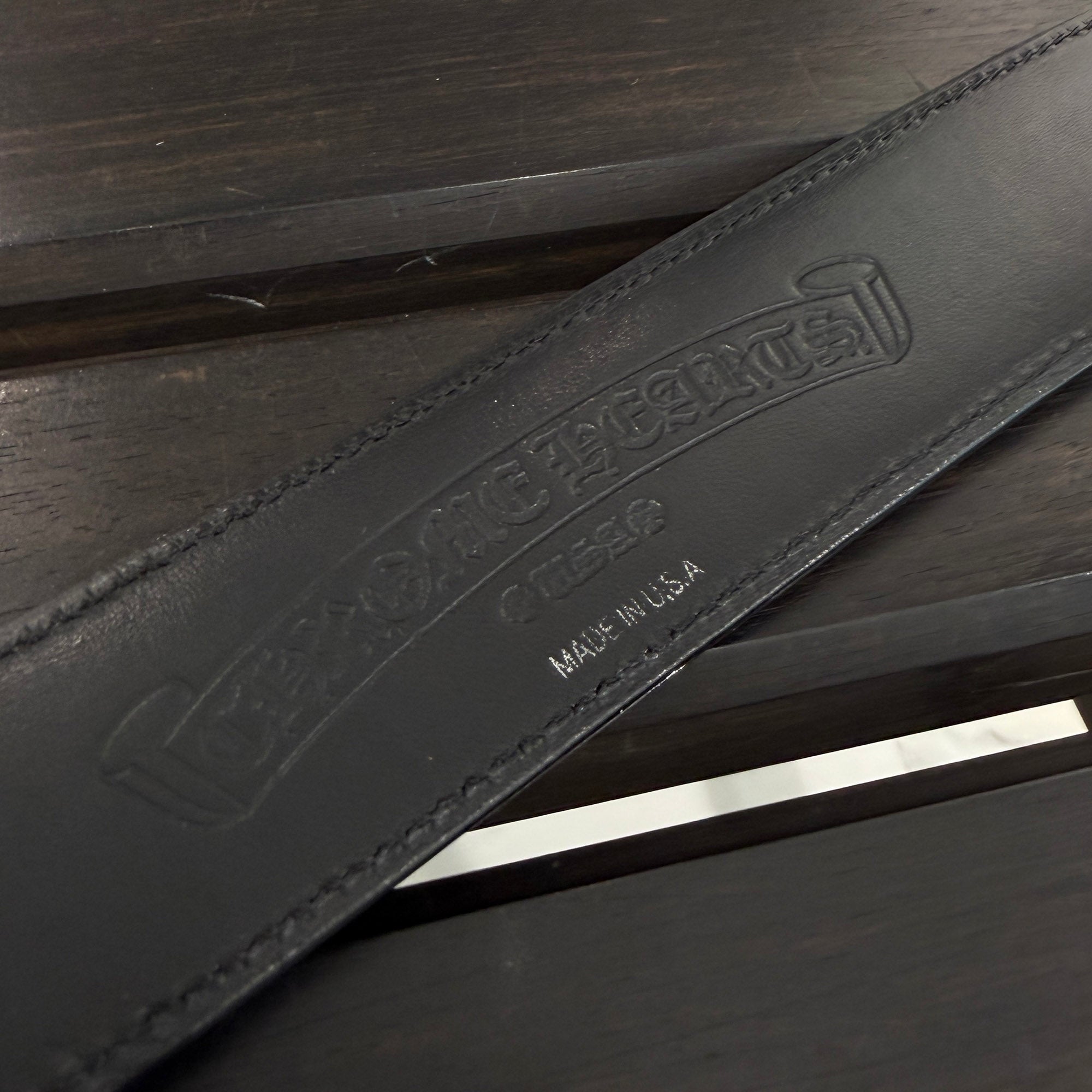 CHROME HEARTS 1.5 STRAP Horseshoe Rivet Leather Belt Size 34 クロムハーツ 1.5ストラップ ホースシューリベット レザーベルト サイズ34