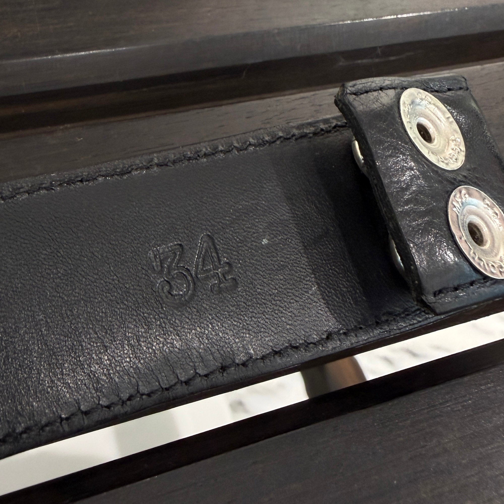 CHROME HEARTS 1.5 STRAP Horseshoe Rivet Leather Belt Size 34 クロムハーツ 1.5ストラップ ホースシューリベット レザーベルト サイズ34
