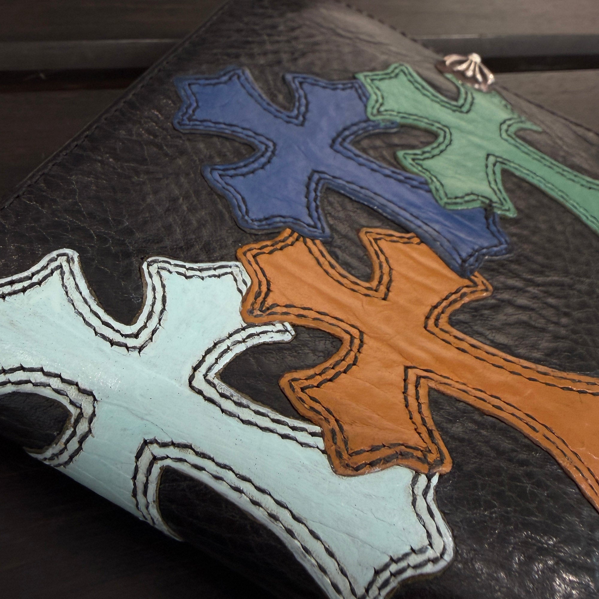 CHROME HEARTS Cemetery Cross Leather Patch 1 SNAP Leather Wallet クロムハーツ セメタリークロスレザーパッチ 1スナップ レザーウォレット