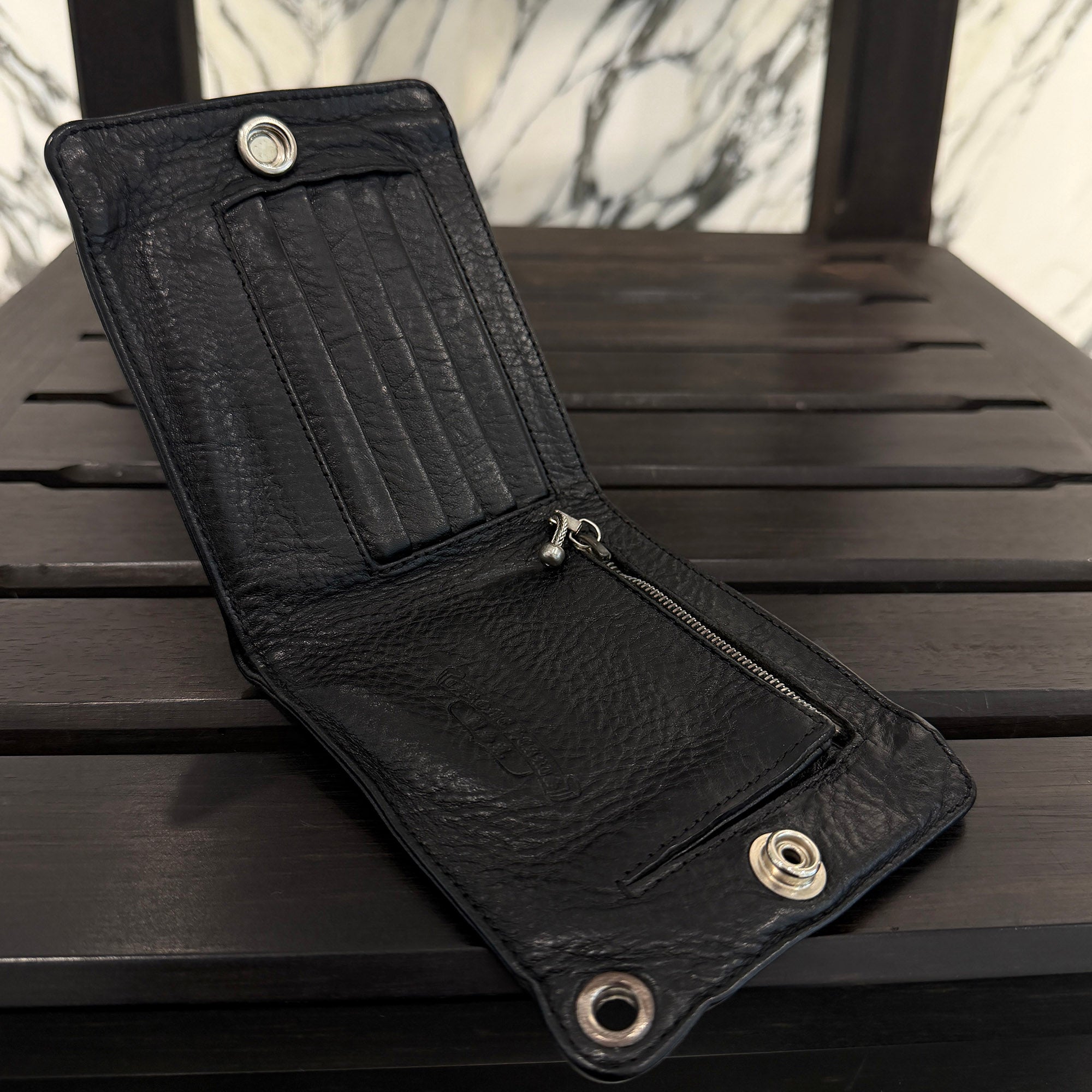 CHROME HEARTS Cemetery Cross Leather Patch 1 SNAP Leather Wallet クロムハーツ セメタリークロスレザーパッチ 1スナップ レザーウォレット