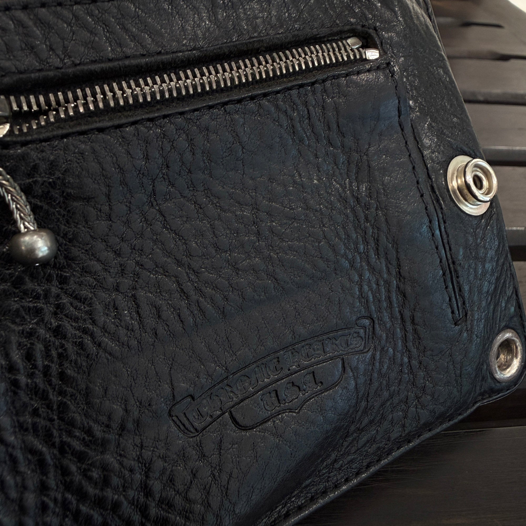 CHROME HEARTS Cemetery Cross Leather Patch 1 SNAP Leather Wallet クロムハーツ セメタリークロスレザーパッチ 1スナップ レザーウォレット