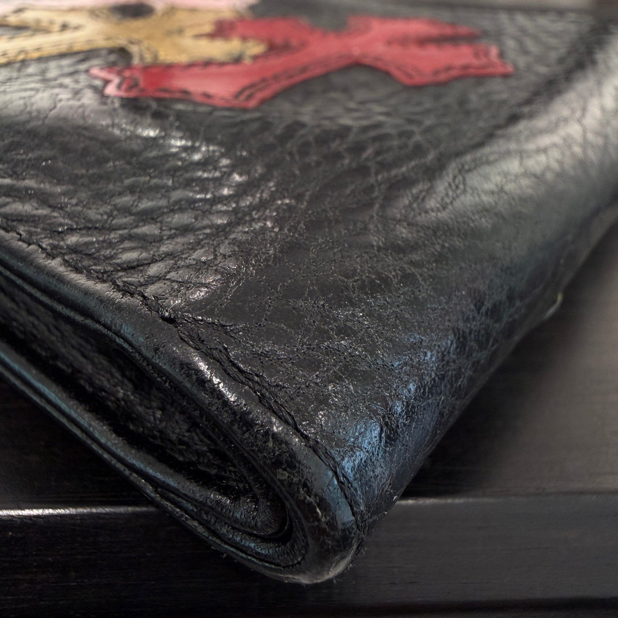 CHROME HEARTS Cemetery Cross Leather Patch 1 SNAP Leather Wallet クロムハーツ セメタリークロスレザーパッチ 1スナップ レザーウォレット