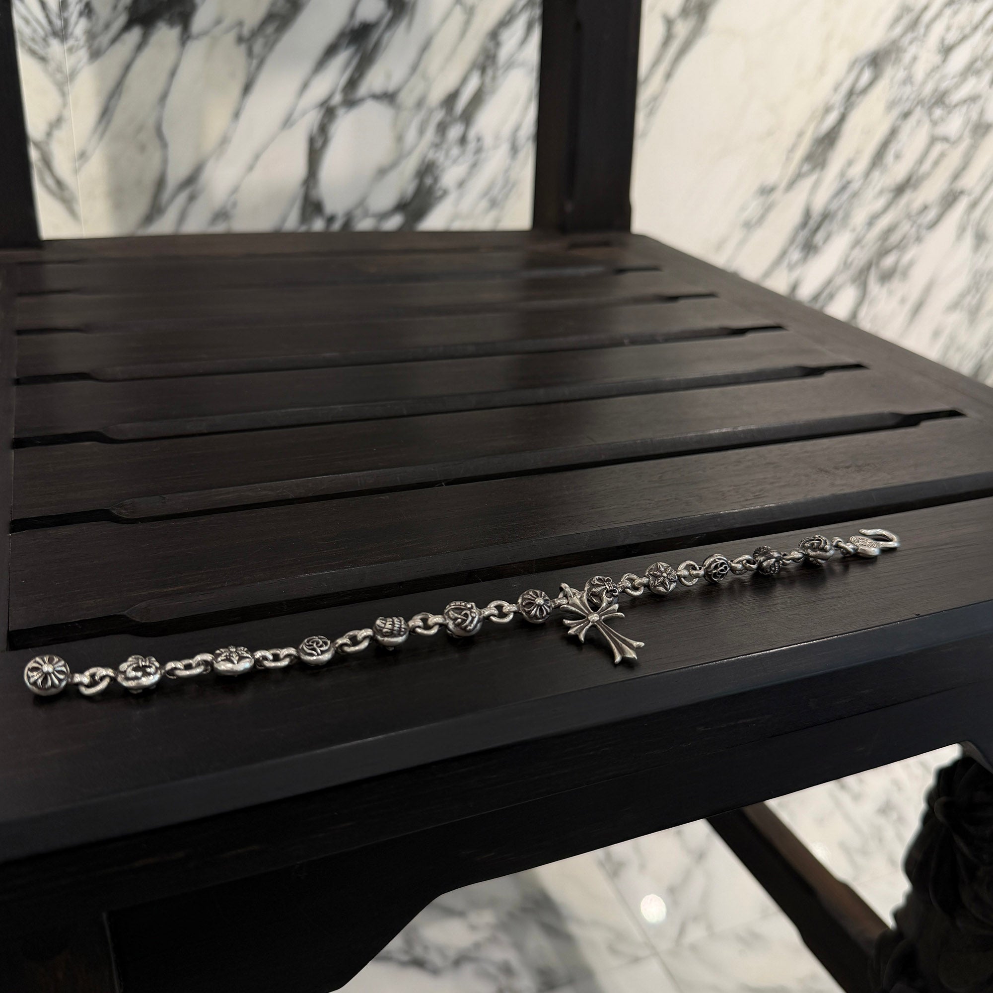 CHROME HEARTS Multi Ball Bracelet With TINY CH Cross Size 12 LINK クロムハーツ マルチボール ブレスレット ウィズ タイニーCHクロス サイズ12リンク