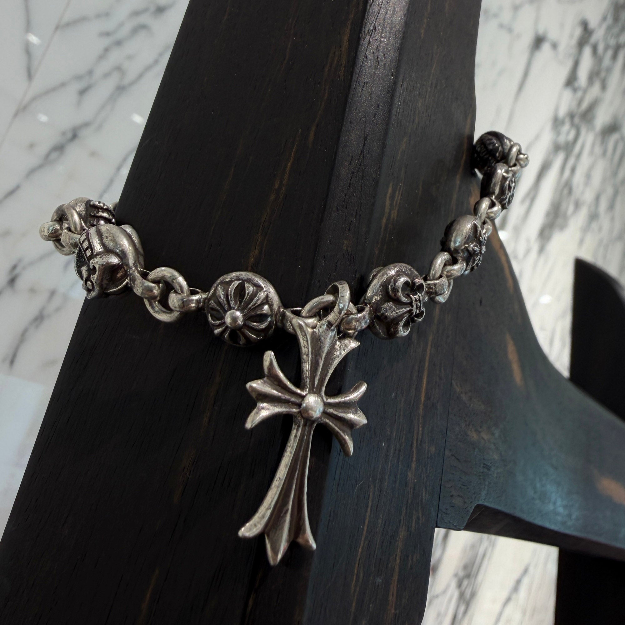 CHROME HEARTS Multi Ball Bracelet With TINY CH Cross Size 12 LINK クロムハーツ マルチボール ブレスレット ウィズ タイニーCHクロス サイズ12リンク
