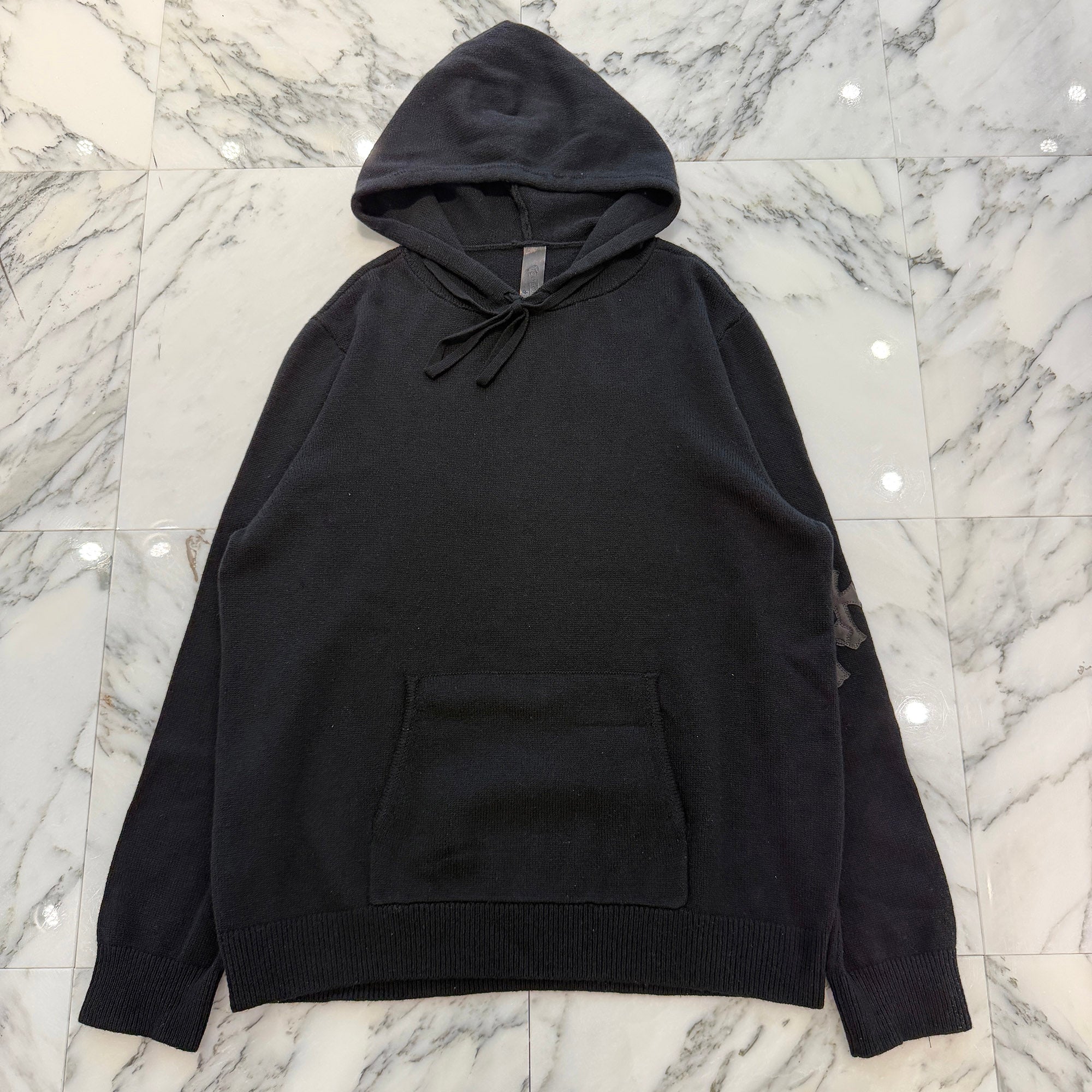 CHROME HEARTS Y NOT Leather Cross Patch Cashmere Knit Pullover